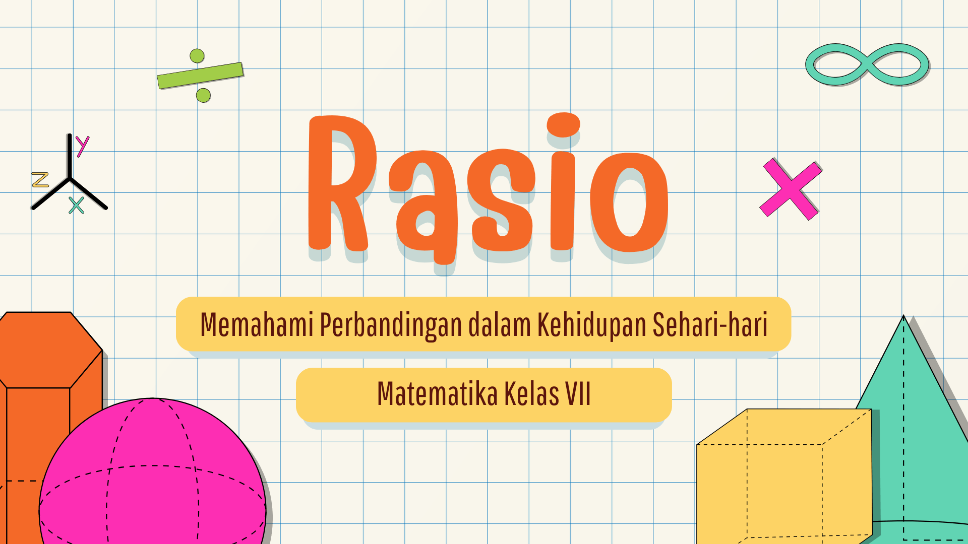 Presentasi Materi-Rasio dalam Gaya Ilustratif Warna-warni