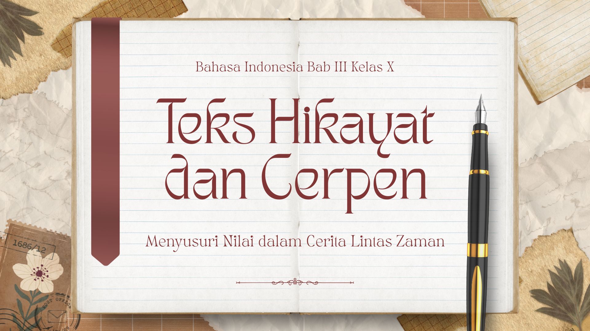 Presentasi materi-Teks Hikayat dan Cerpen Krem dan Coklat Gaya Kolase Vintage