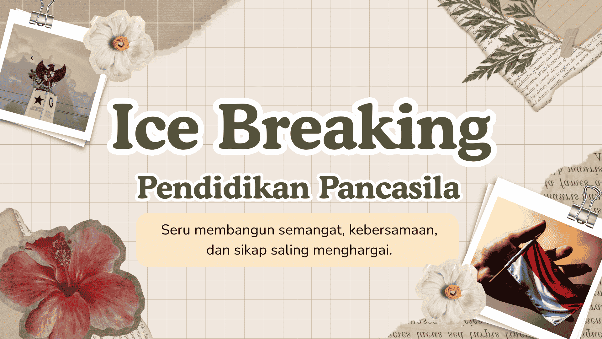 Presentasi Ice Breaking Pendidikan Pancasila dalam Gaya Kolase Krem