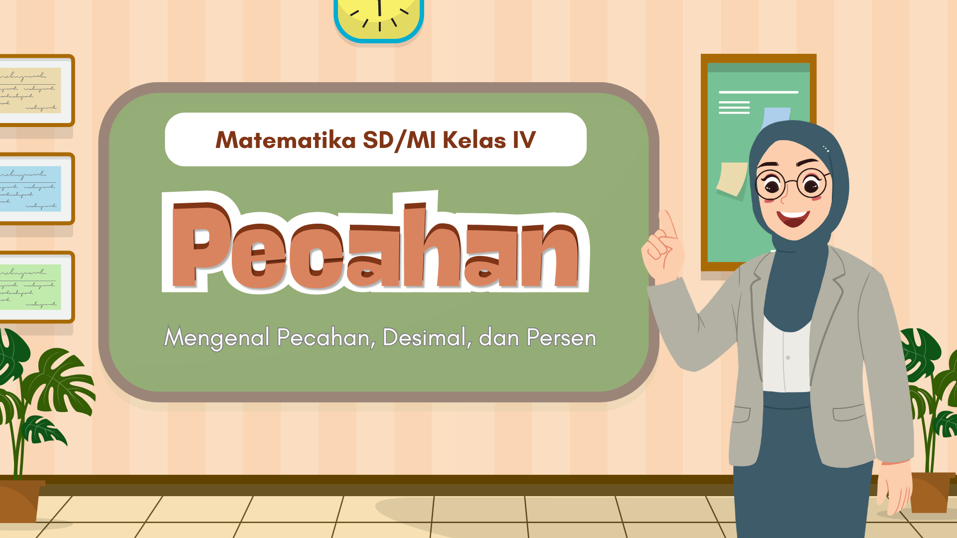Presentasi Pecahan dalam Gaya Ilustratif Krem