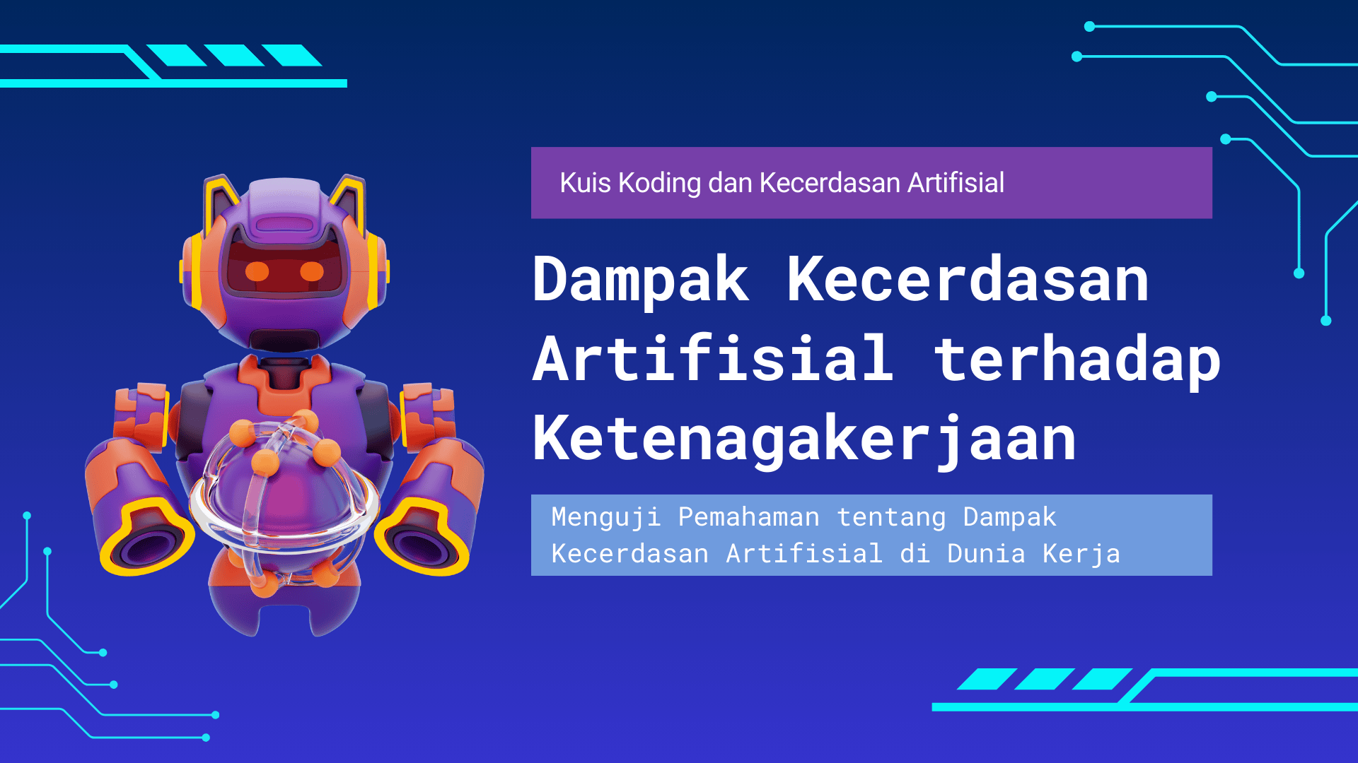 Presentasi Kuis-Dampak Kecerdasan Artifisial dalam Gaya 3D Ungu
