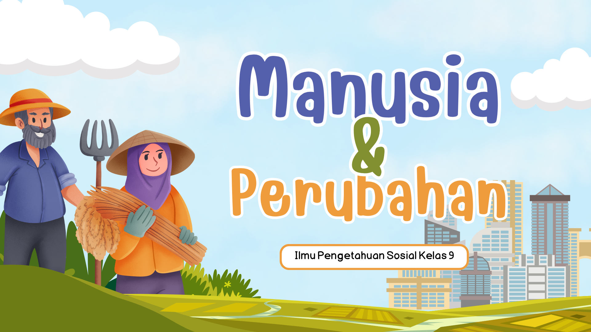 Presentasi Materi-Manusia Dan Perubahan Biru Hijau Ilustratif Lucu