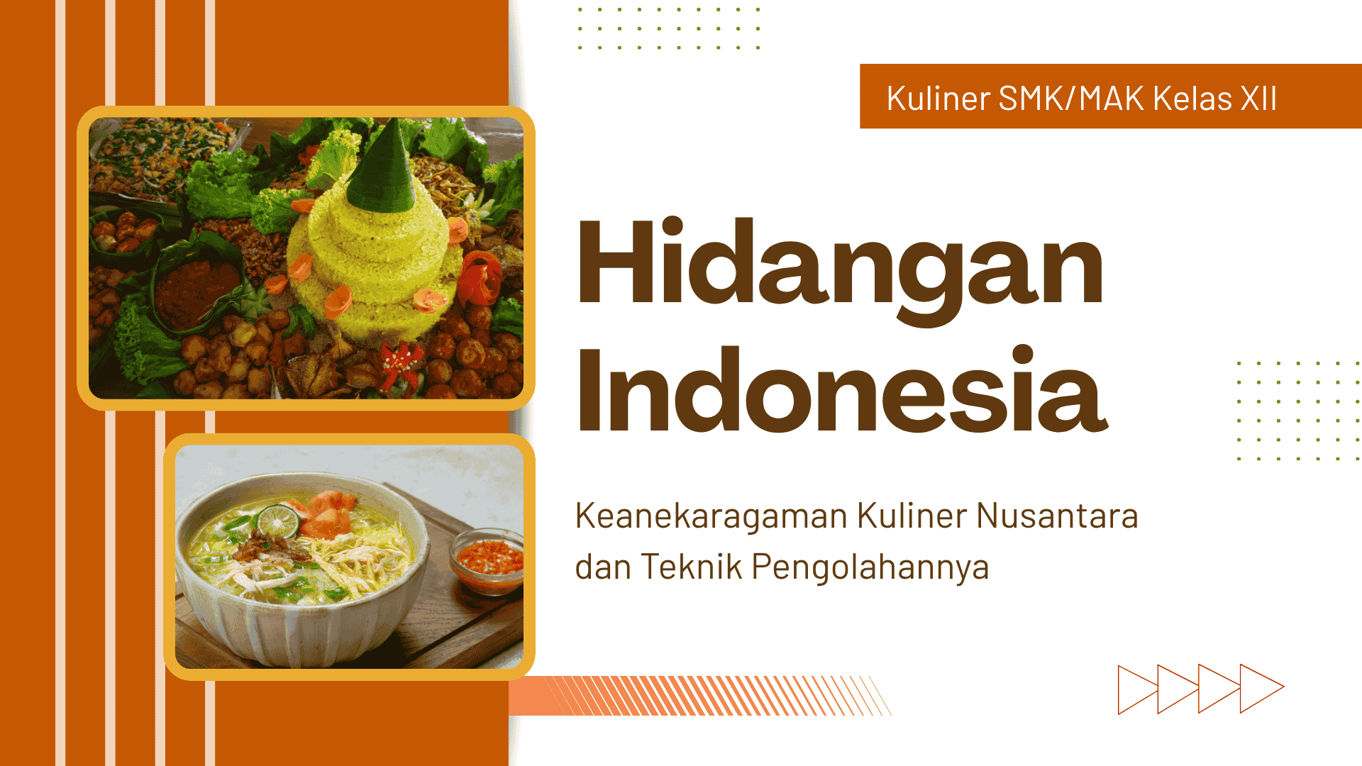 Presentasi Materi-Hidangan Indonesia dalam Gaya Ilustratif Oranye dan Putih