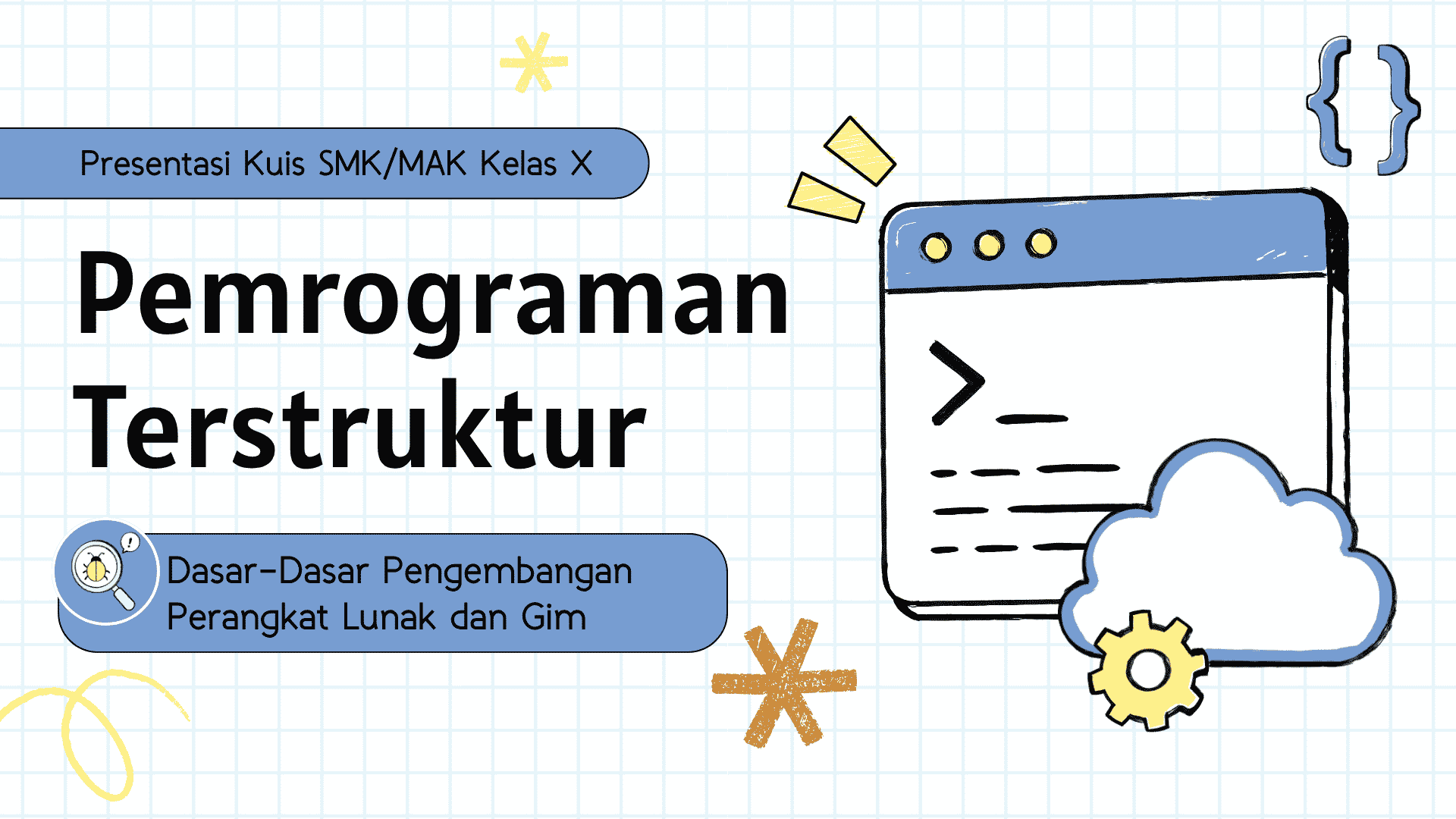 Presentasi Kuis-Pemrograman Terstruktur dalam Gaya Ilustrasi Warna-warni