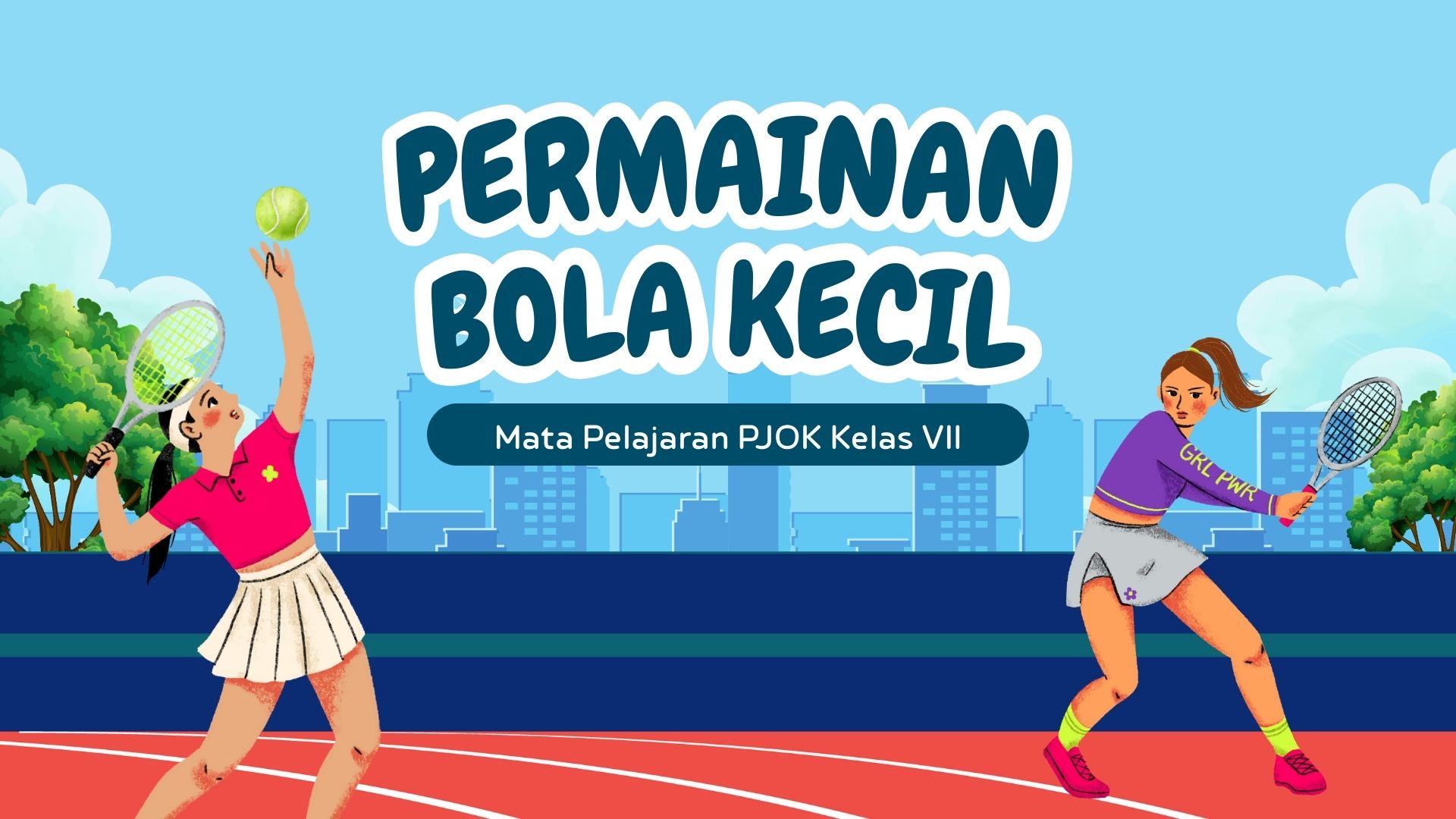 Presentasi Materi-Permainan Bola Kecil Hijau Biru Ilustratif Ceria