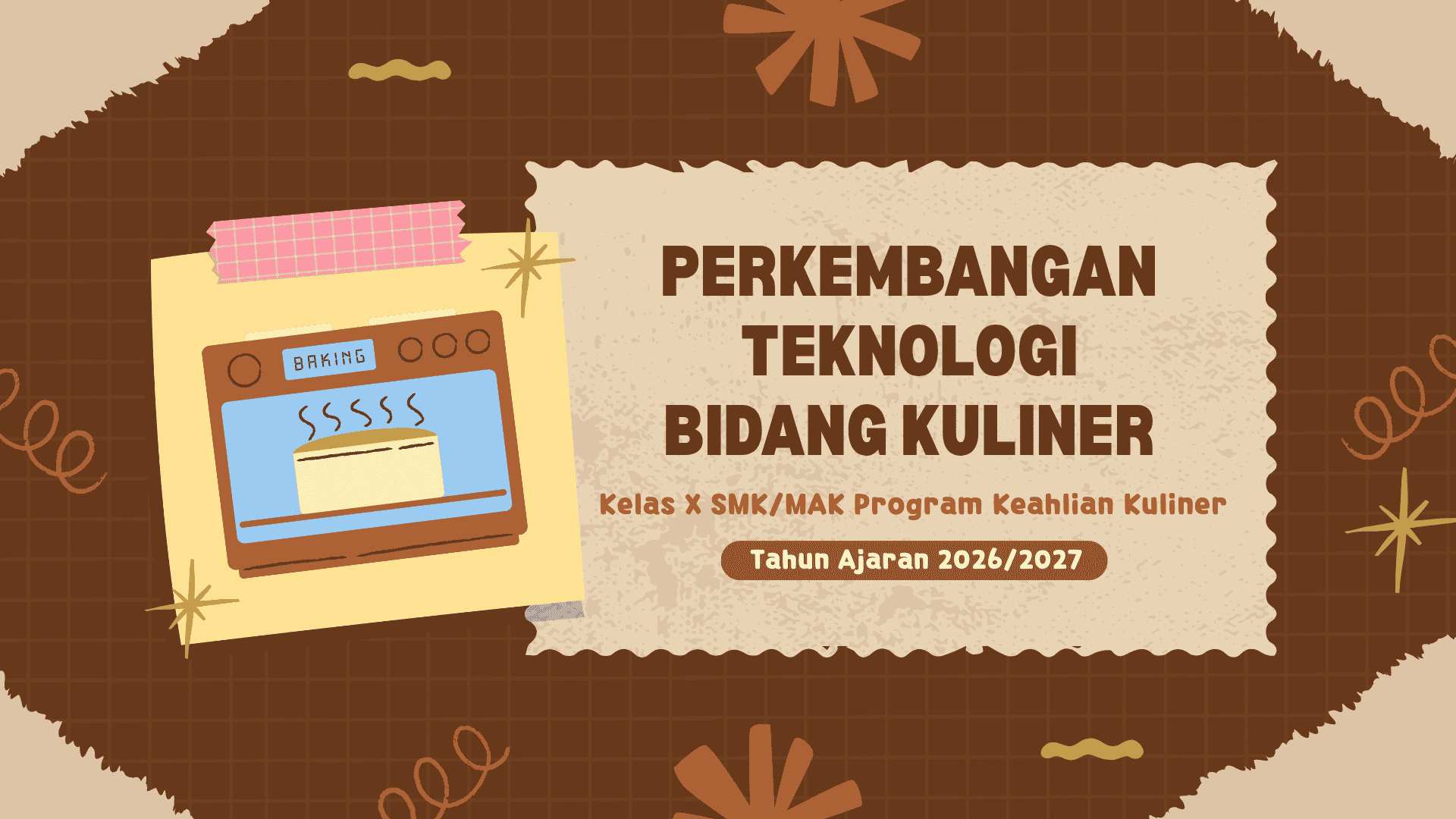Presentasi Perkembangan Teknologi Bidang Kuliner dalam Gaya Kolase Coklat