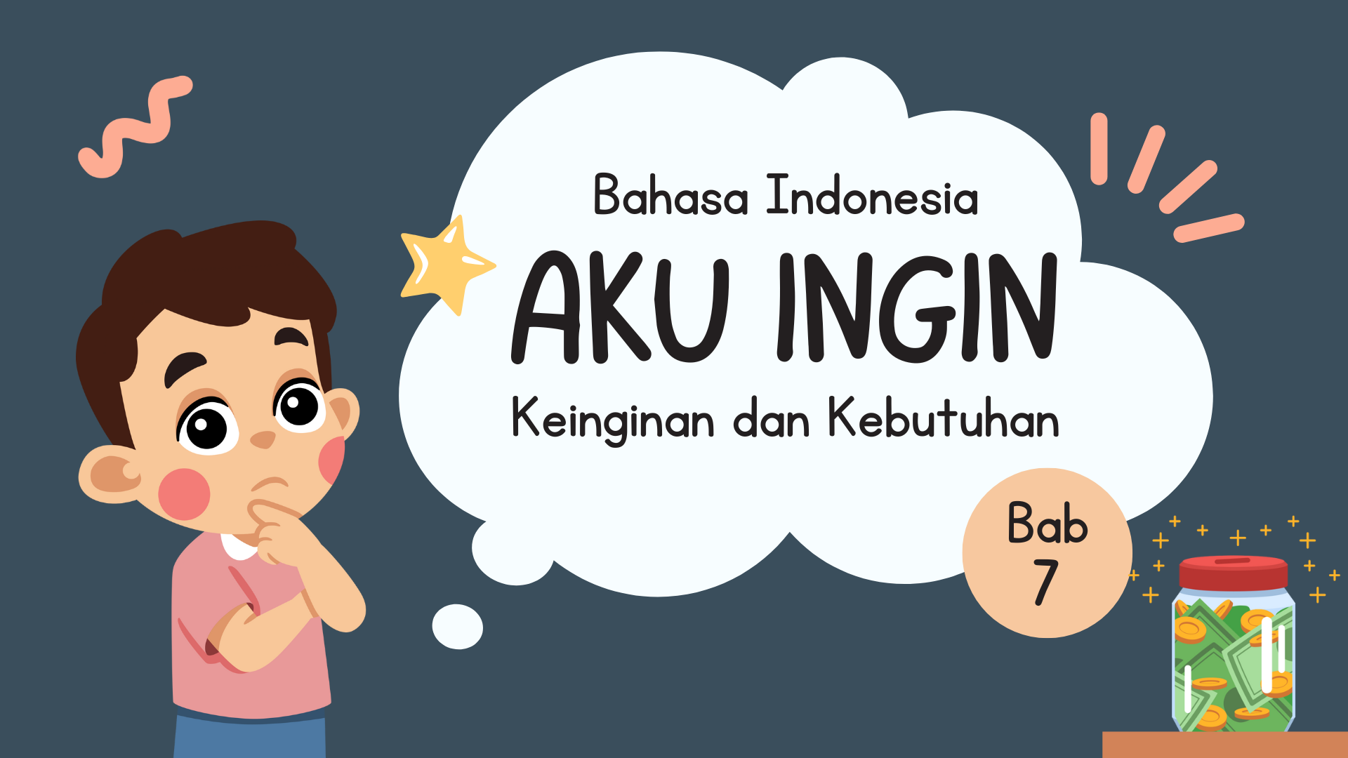Presentasi Materi-Aku Ingin dengan Gaya Ilustratif Lucu Berwarna Biru