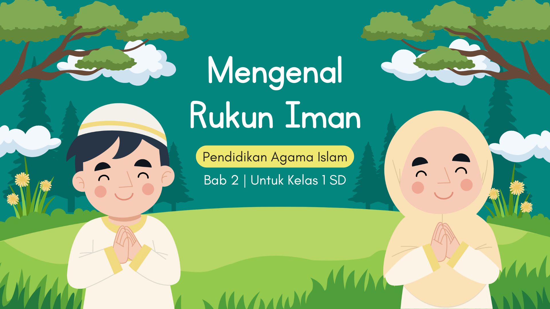 Mengenal Rukun Iman Presentasi Hijau Gaya Ilustratif Lucu