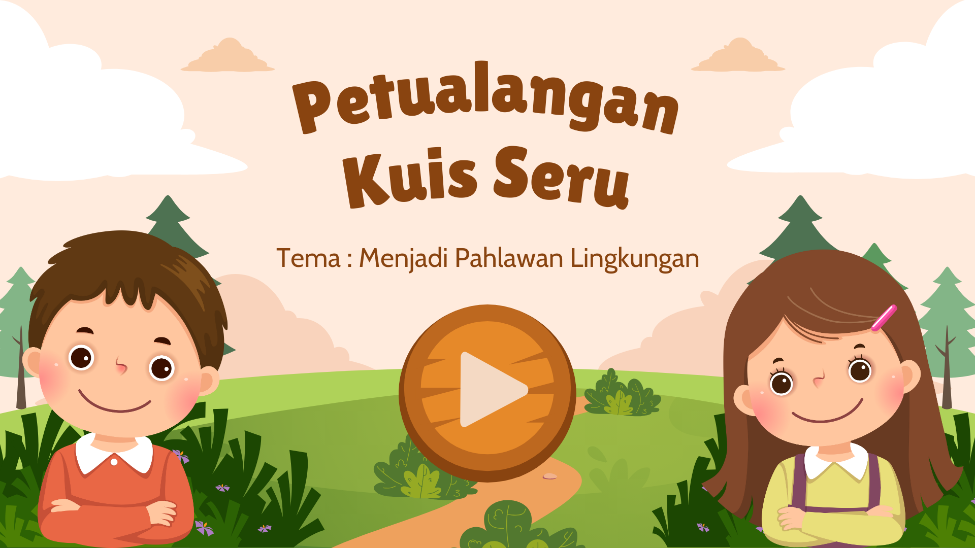 Kuis Seru-Menjadi Pahlawan Lingkungan Dan Melestarikan Budaya Lokal Hijau dan Merah Muda Ilustratif Lucu