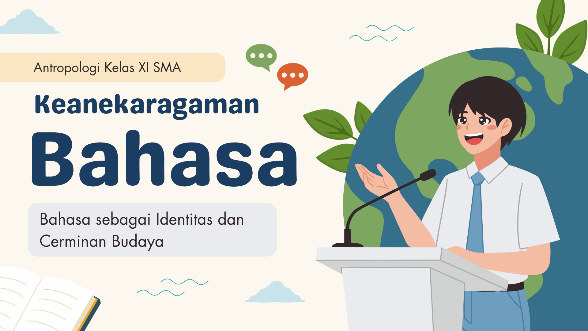 Presentasi Materi-Keanekaragaman Bahasa dalam Gaya Ilustratif Krem