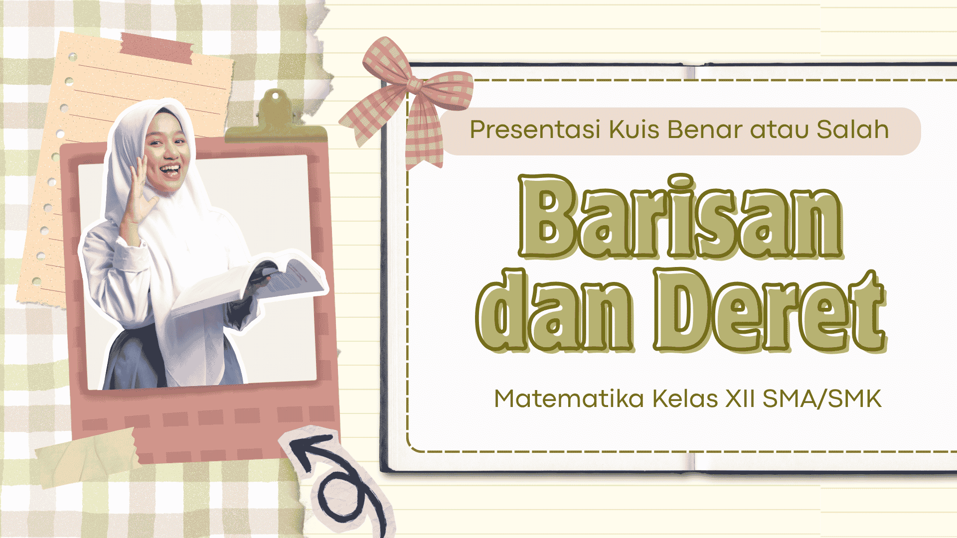 Presentasi Kuis Baris dan Deret dalam Gaya Kolase Warna-warni