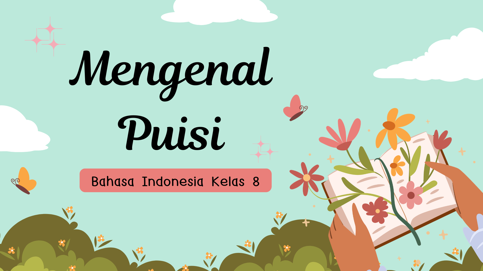 Presentasi Materi-Mengenal Puisi Biru dan Hijau Ilustratif Lucu