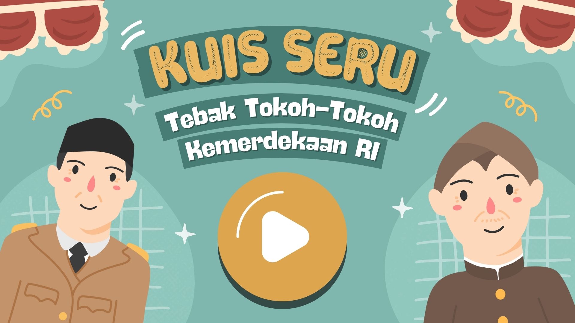 Presentasi Kuis-Tebak Tokoh Kemerdekaan RI Biru dan Kuning Ilustratif Imut