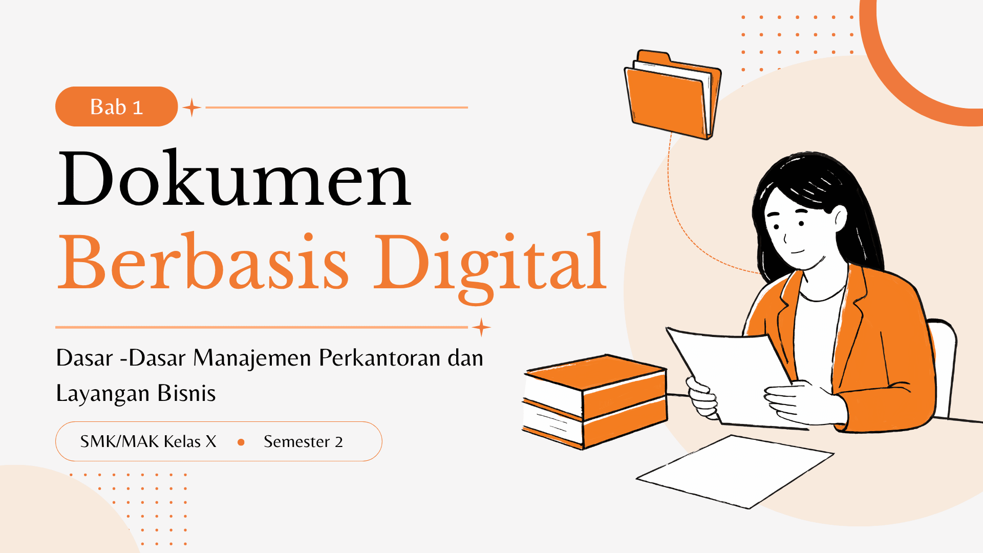Presentasi Dokumen Berbasis Digital dalam Gaya Ilustratif Oranye