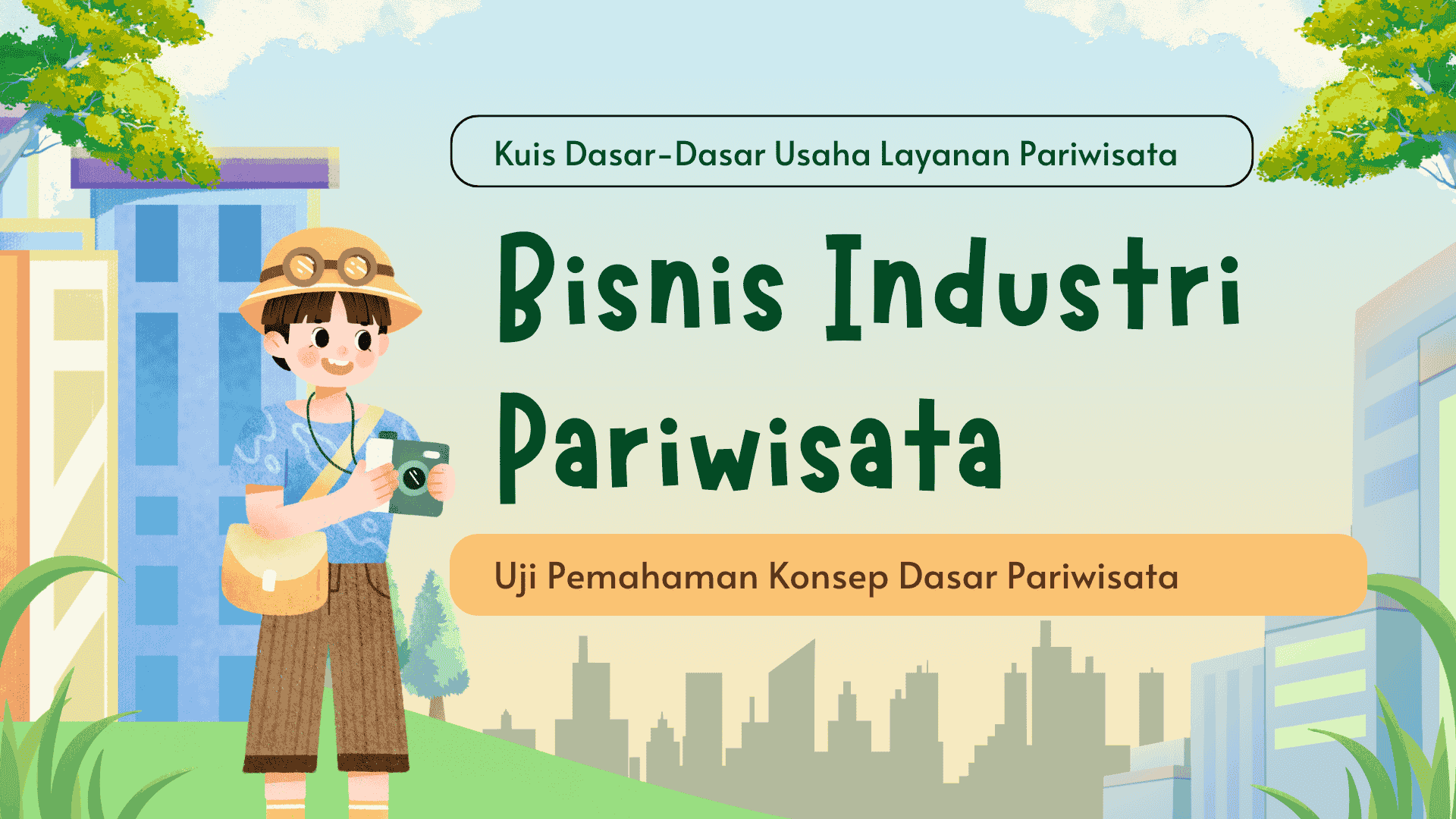 Presentasi Kuis-Bisnis Industri Pariwisata dalam Gaya Ilustratif Biru
