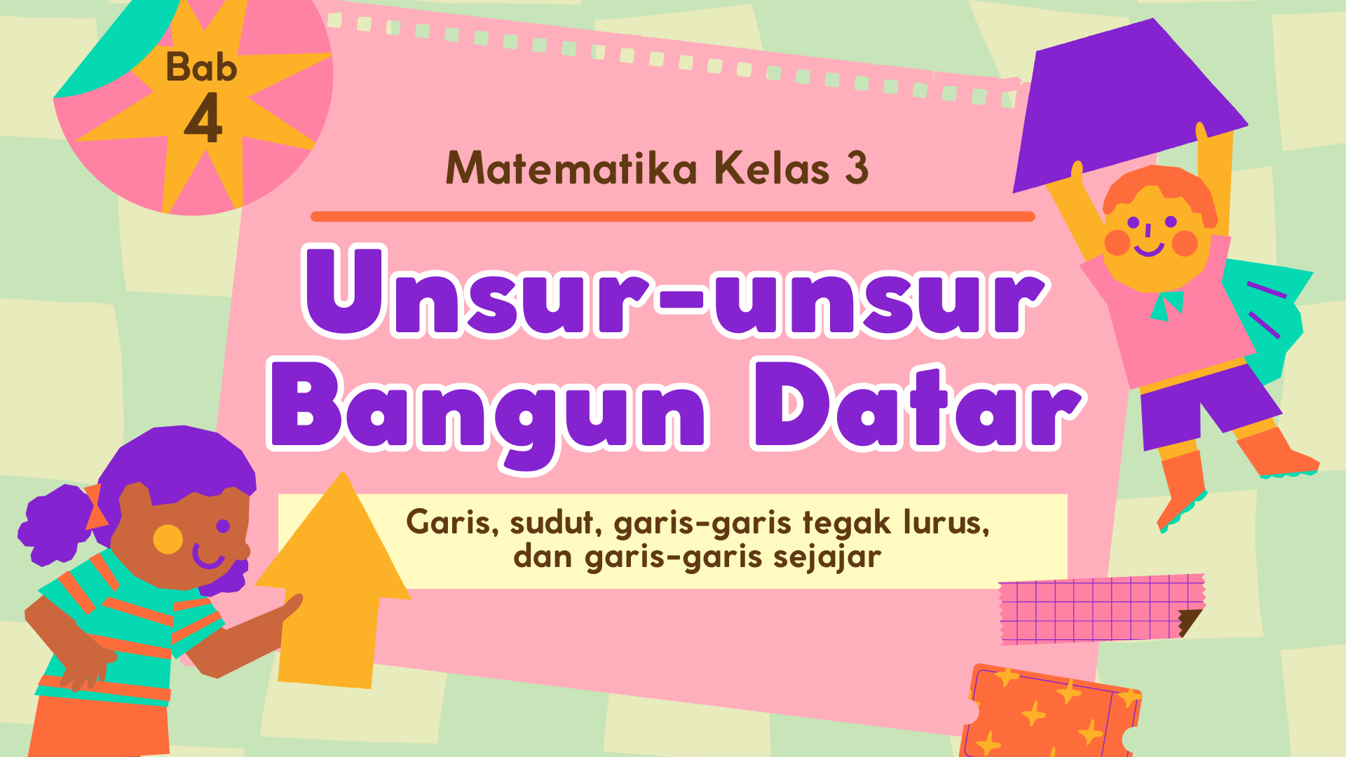 Presentasi Materi-Unsur-unsur Bangun Datar Warna-Warni Lucu dan Imut