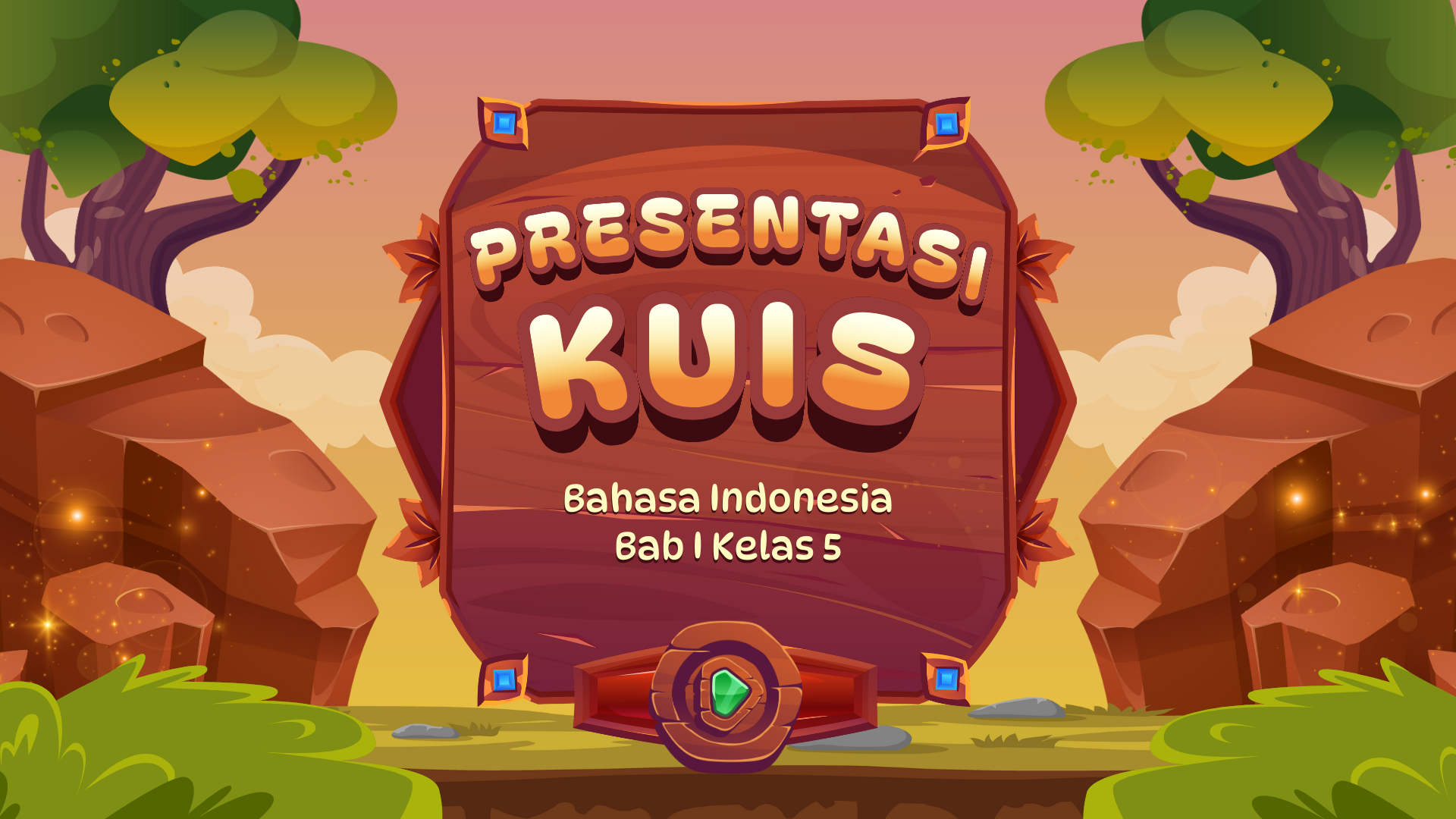 Presentasi Kuis Seru-Aku Yang Unik Coklat dan Ungu Ilustratif Fantasi