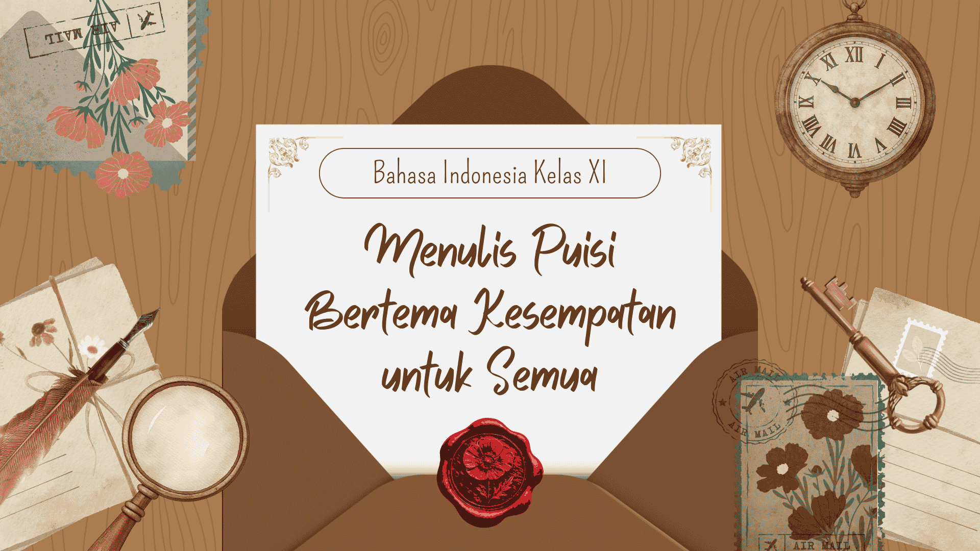 Presentasi Menulis Puisi dalam Gaya Ilustratif Cokelat