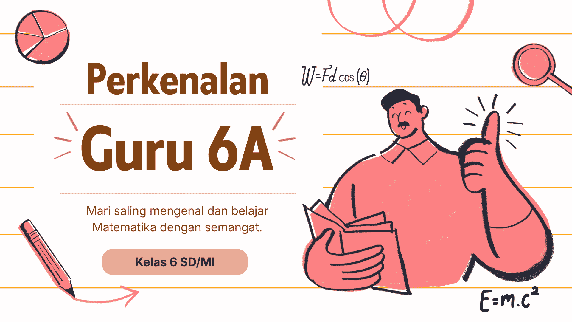 Presentasi Perkenalan Guru dalam Gaya Ilustratif Putih dan Merah
