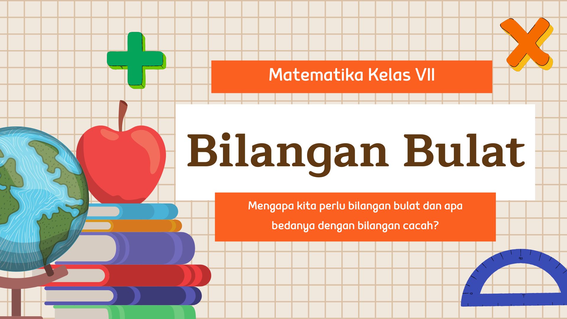 Presentasi Materi - Bilangan Bulat dalam Gaya Ilustratif Krem