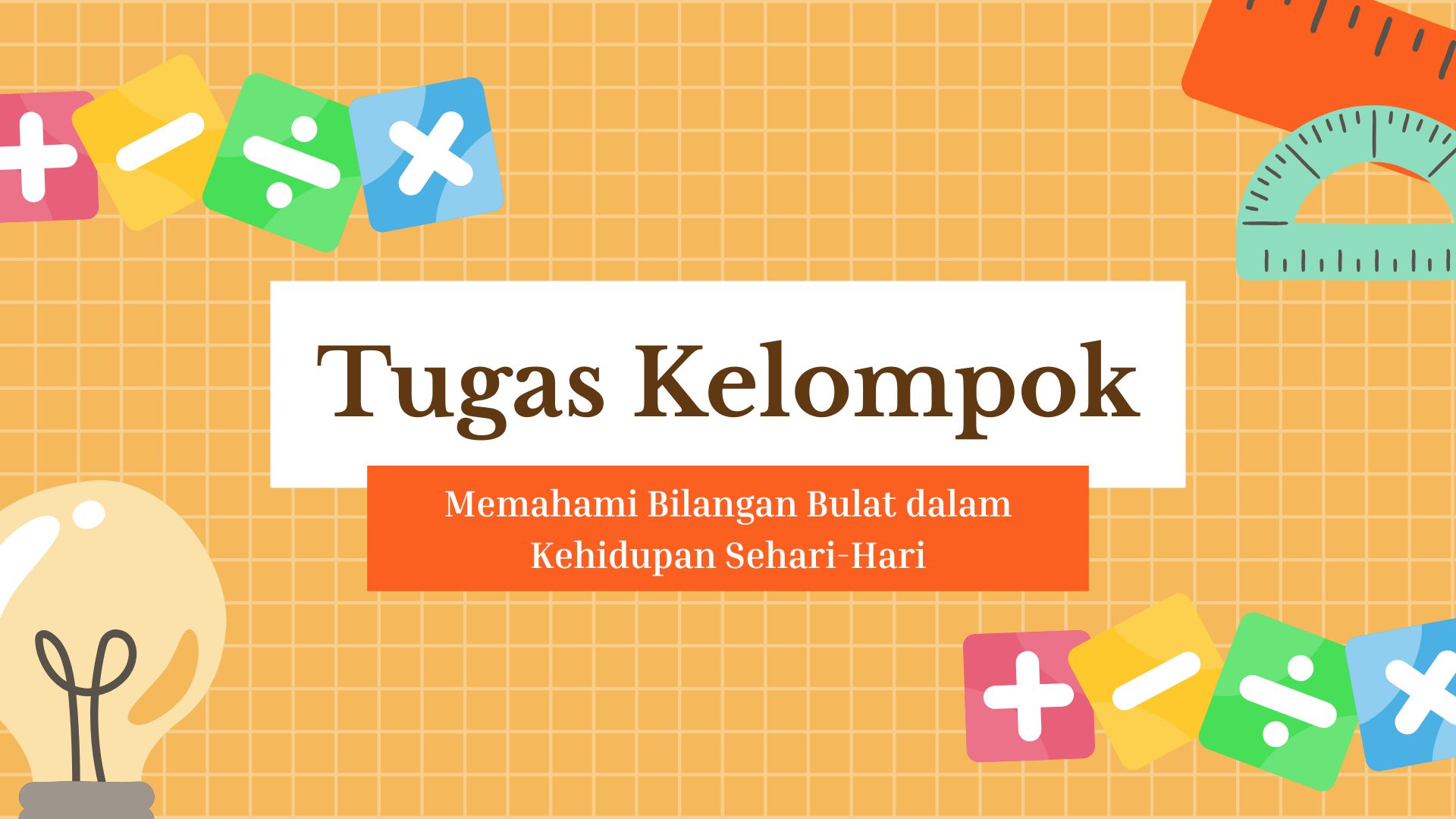 Presentasi Tugas Kelompok - Bilangan Bulat dalam Gaya Ilustratif Krem