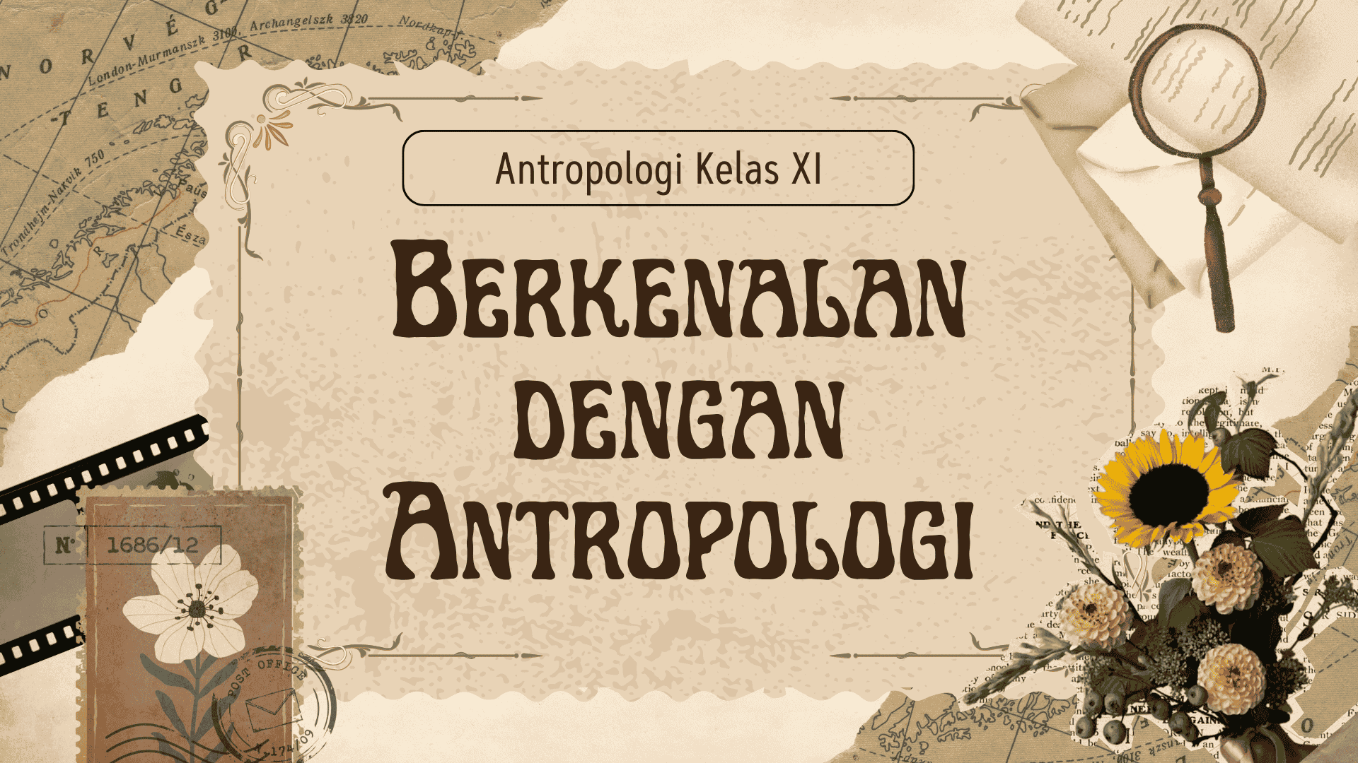 Presentasi Materi-Berkenalan dengan Antropologi dalam Gaya Ilustratif Krem