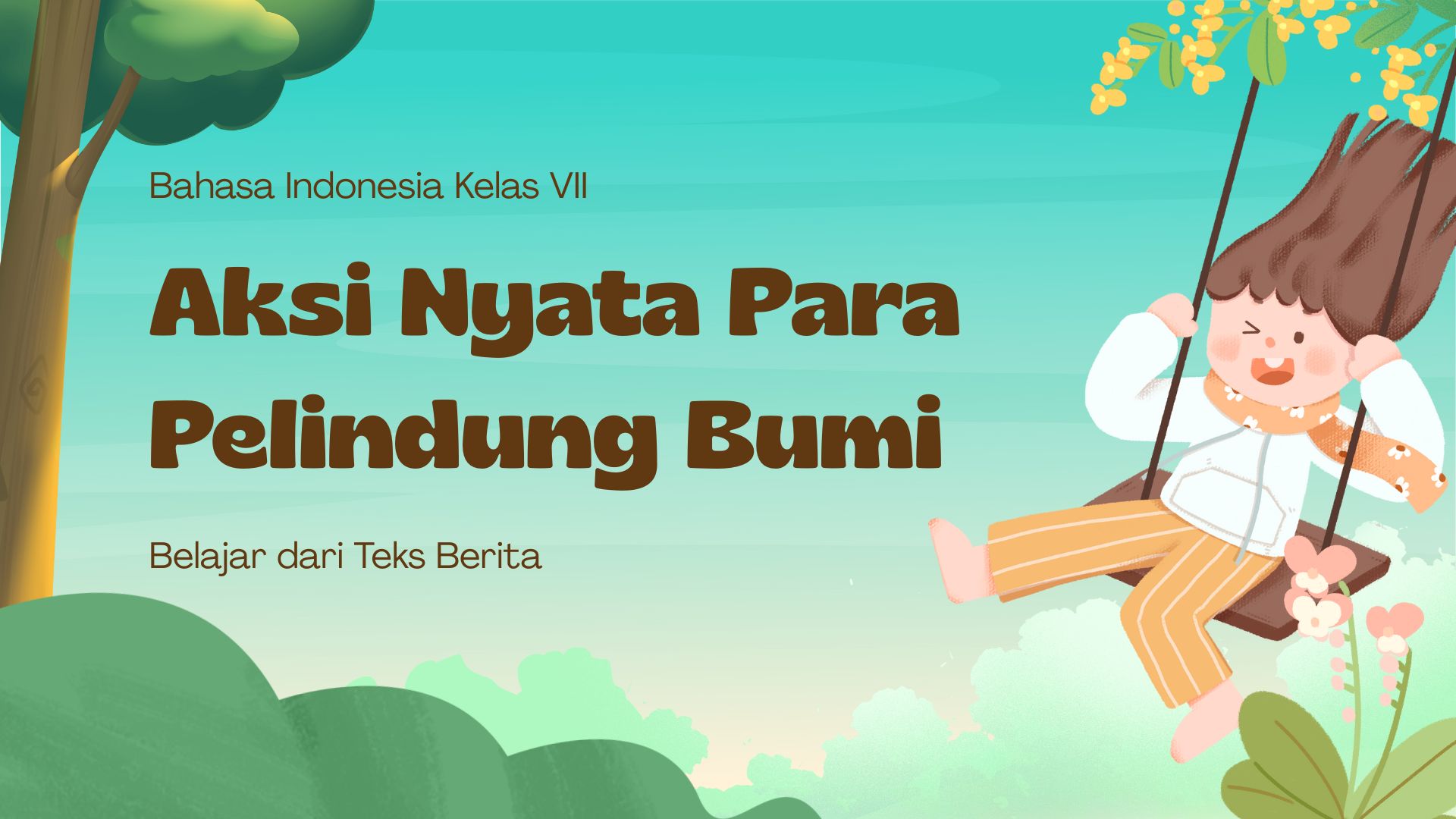 Presentasi Materi - Aksi Nyata Para Pelindung Bumi dalam Gaya Ilustratif Biru