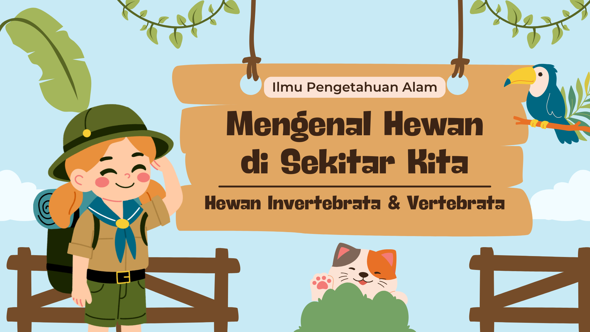 Presentasi Materi-Mengenal Hewan di Sekitar Kita Hijau dan Coklat Lucu dan Ilustratif