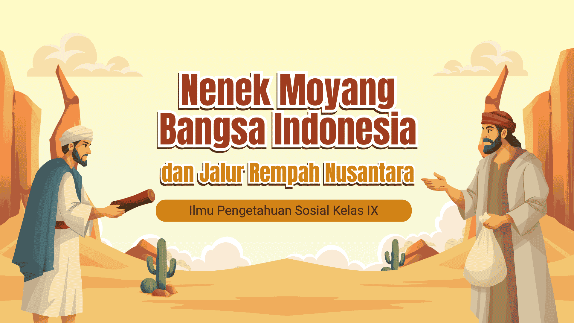 Presentasi Nenek Moyang Bangsa Indonesia dalam Gaya Ilustratif Krem