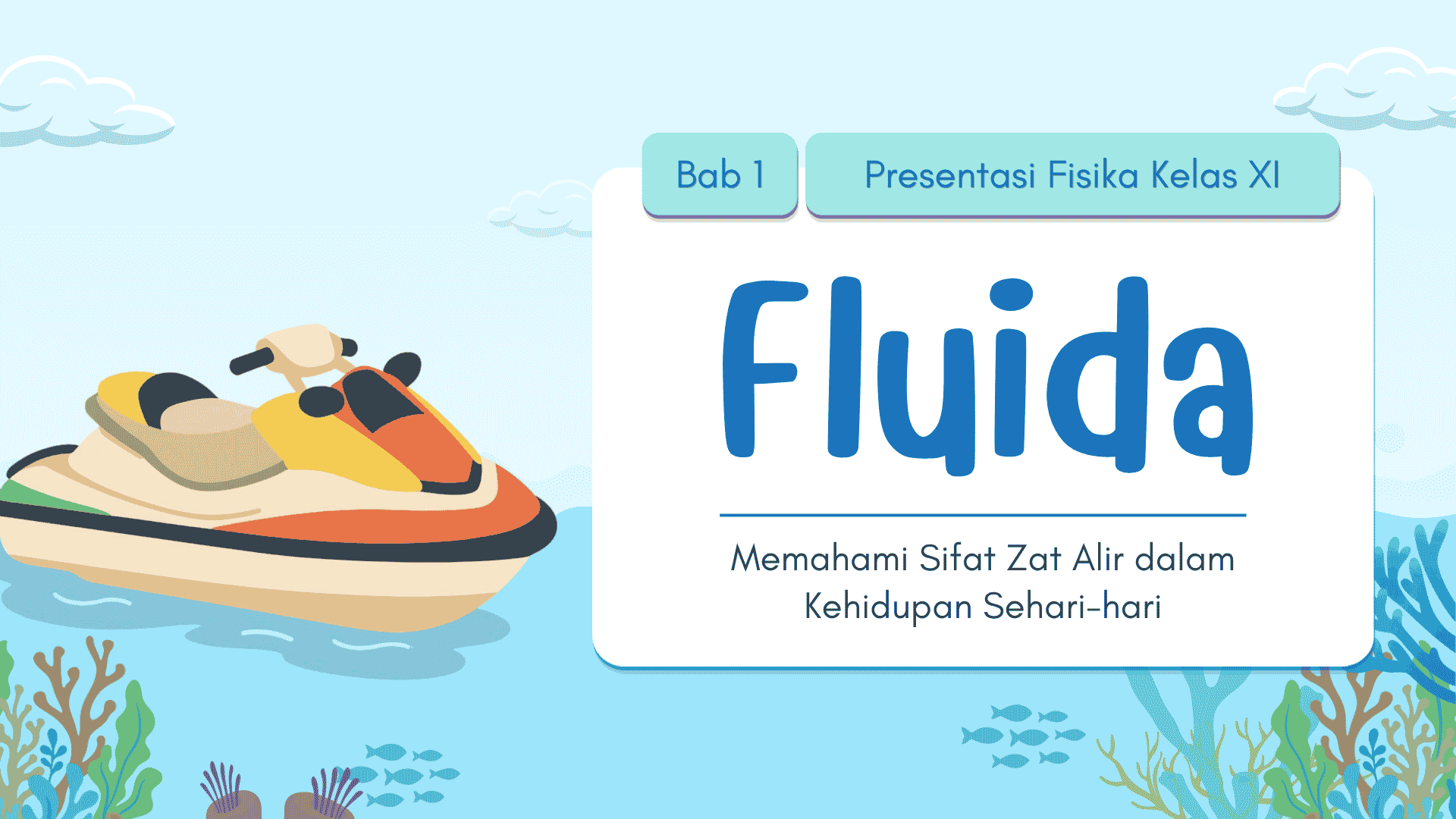 Presentasi Fluida dalam Gaya Ilustratif Biru