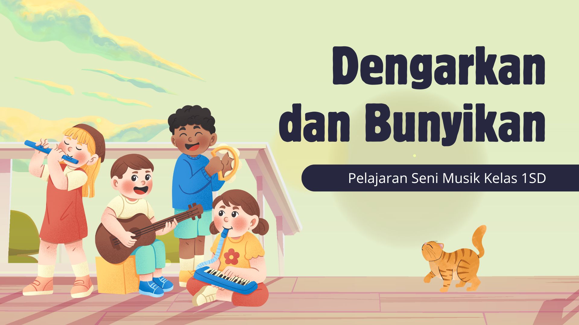 Presentasi materi-Dengarkan dan Bunyikan Hijau Ilustratif
