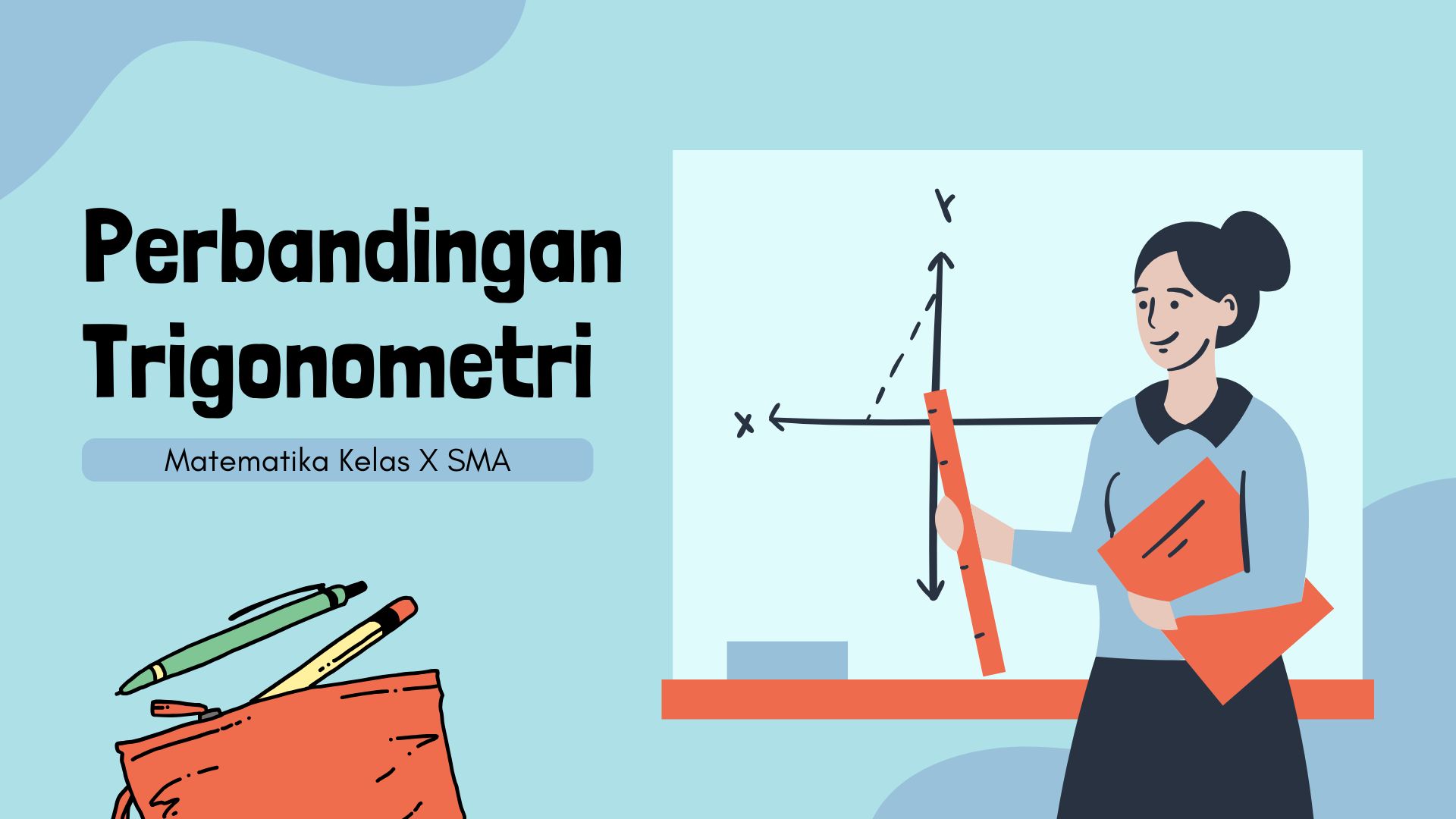 Presentasi Materi-Perbandingan Trigonometri Biru Ilustrasi Sederhana Bergaris