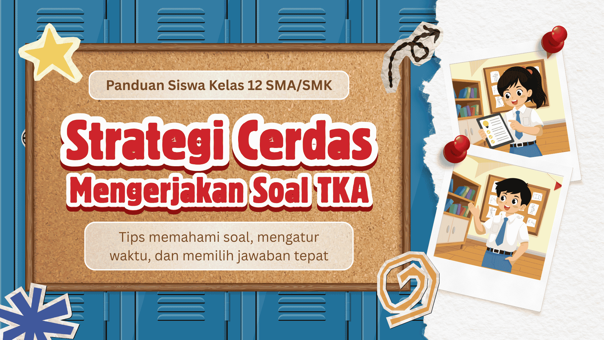 Presentasi Strategi Cerdas Mengerjakan Soal TKA dalam Gaya Kolase Biru