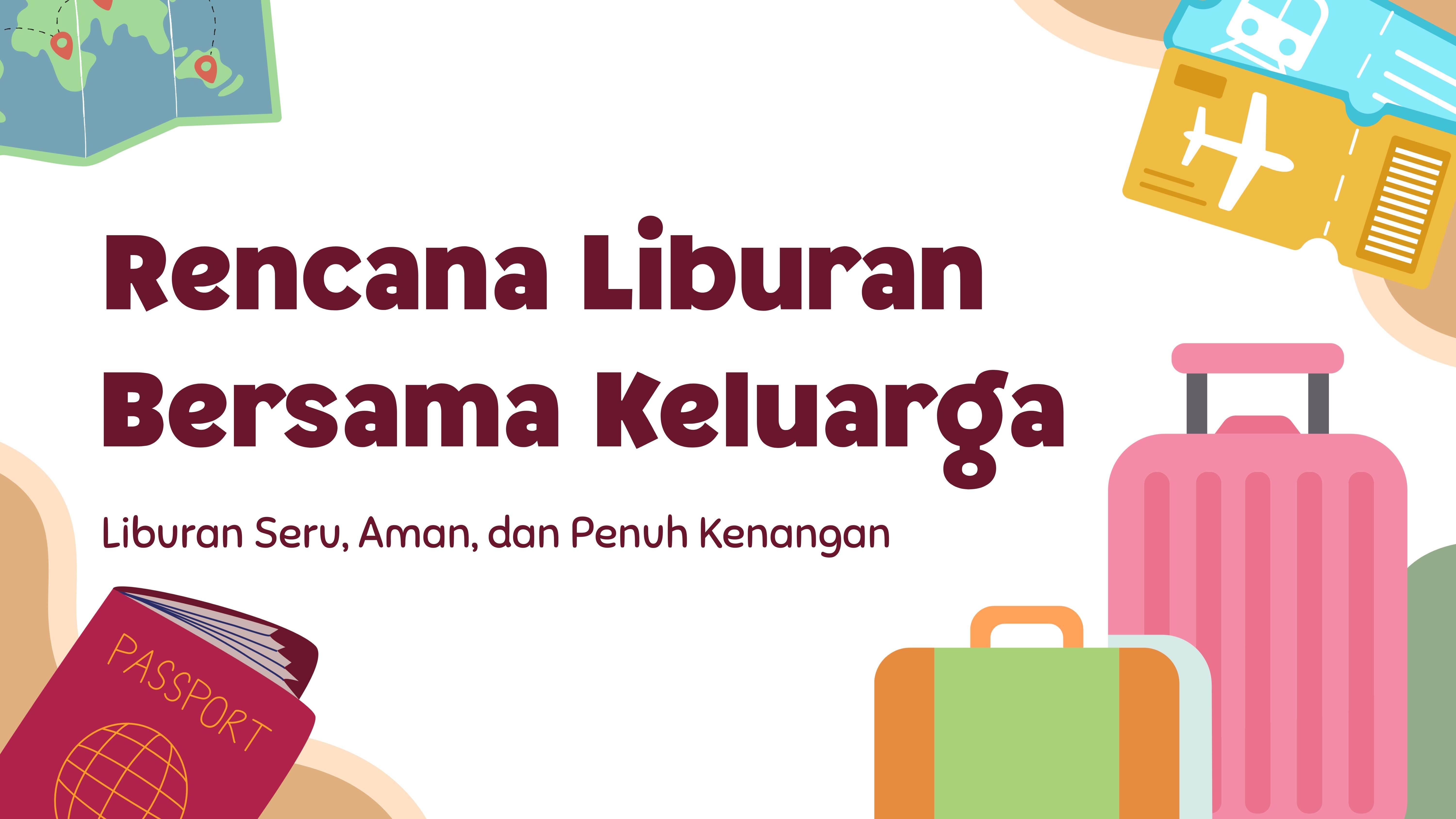 Presentasi Materi-Rencana Liburan Bersama Keluarga dalam Gaya Ilustratif Putih Warna-warni
