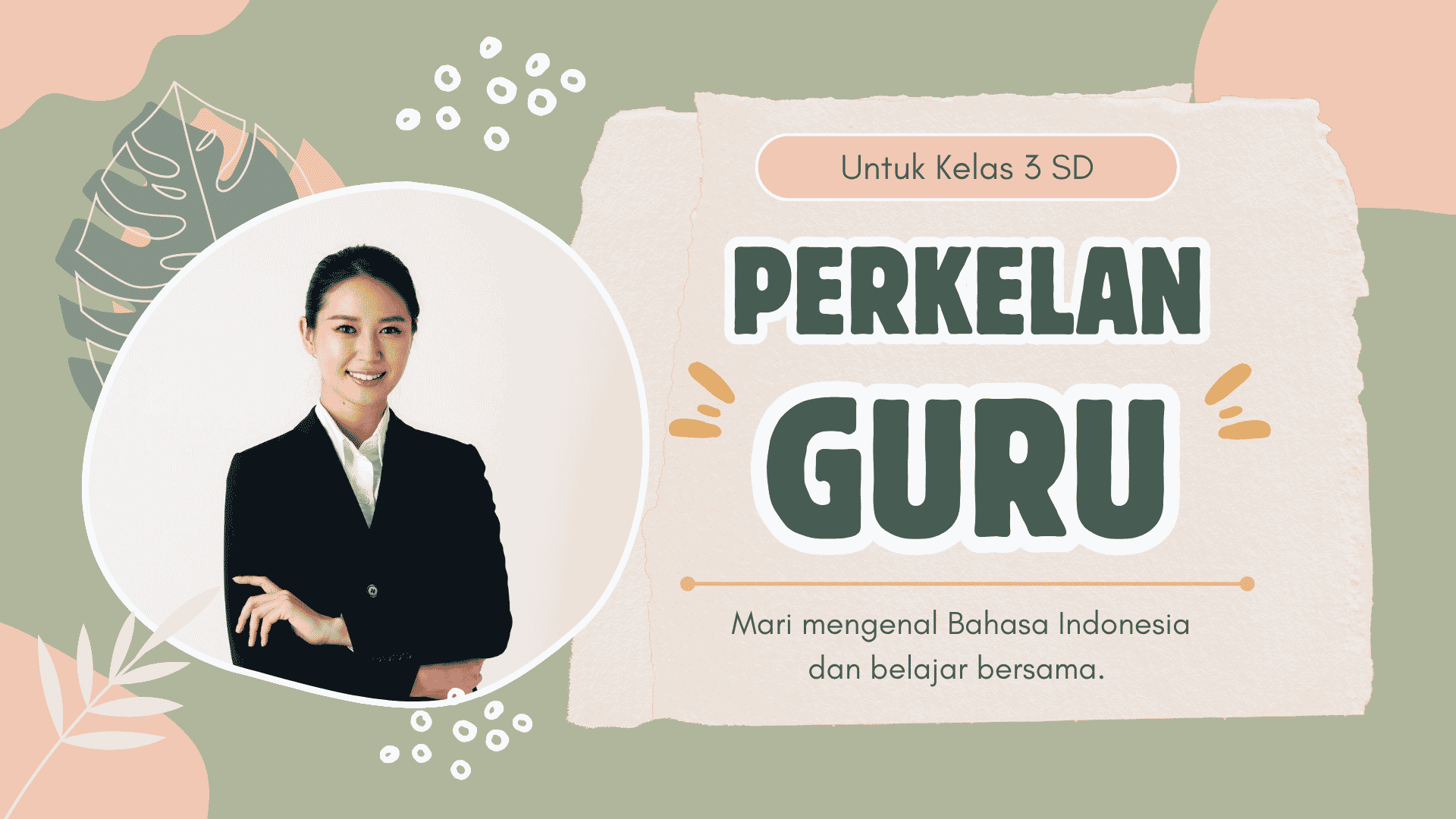 Presentasi Perkenalan Guru Bahasa Indonesia dalam Gaya Ilustratif Warna-warni