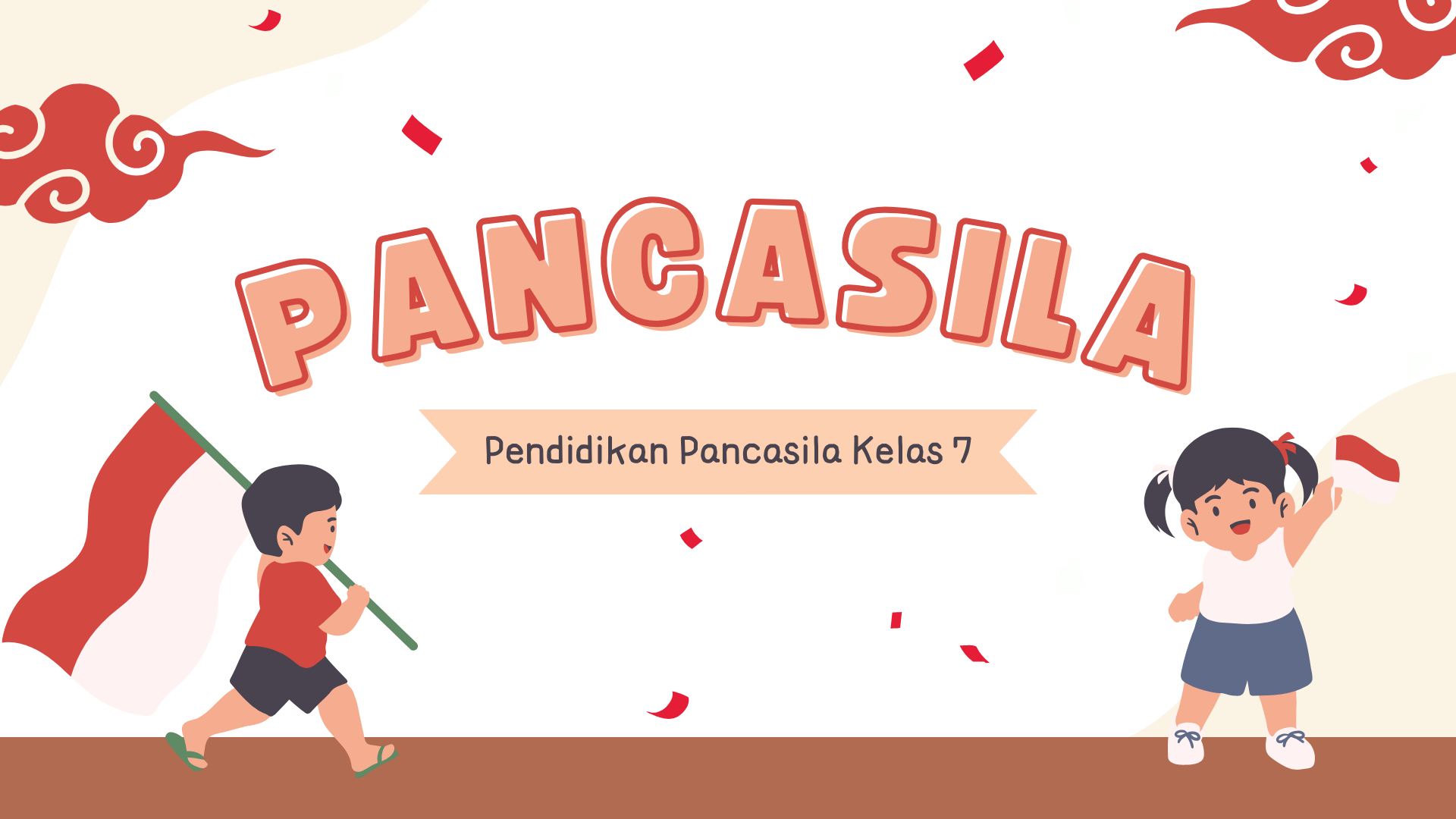 Presentasi Materi-Pendidikan Pancasila Merah dan Putih Ilustratif Lucu