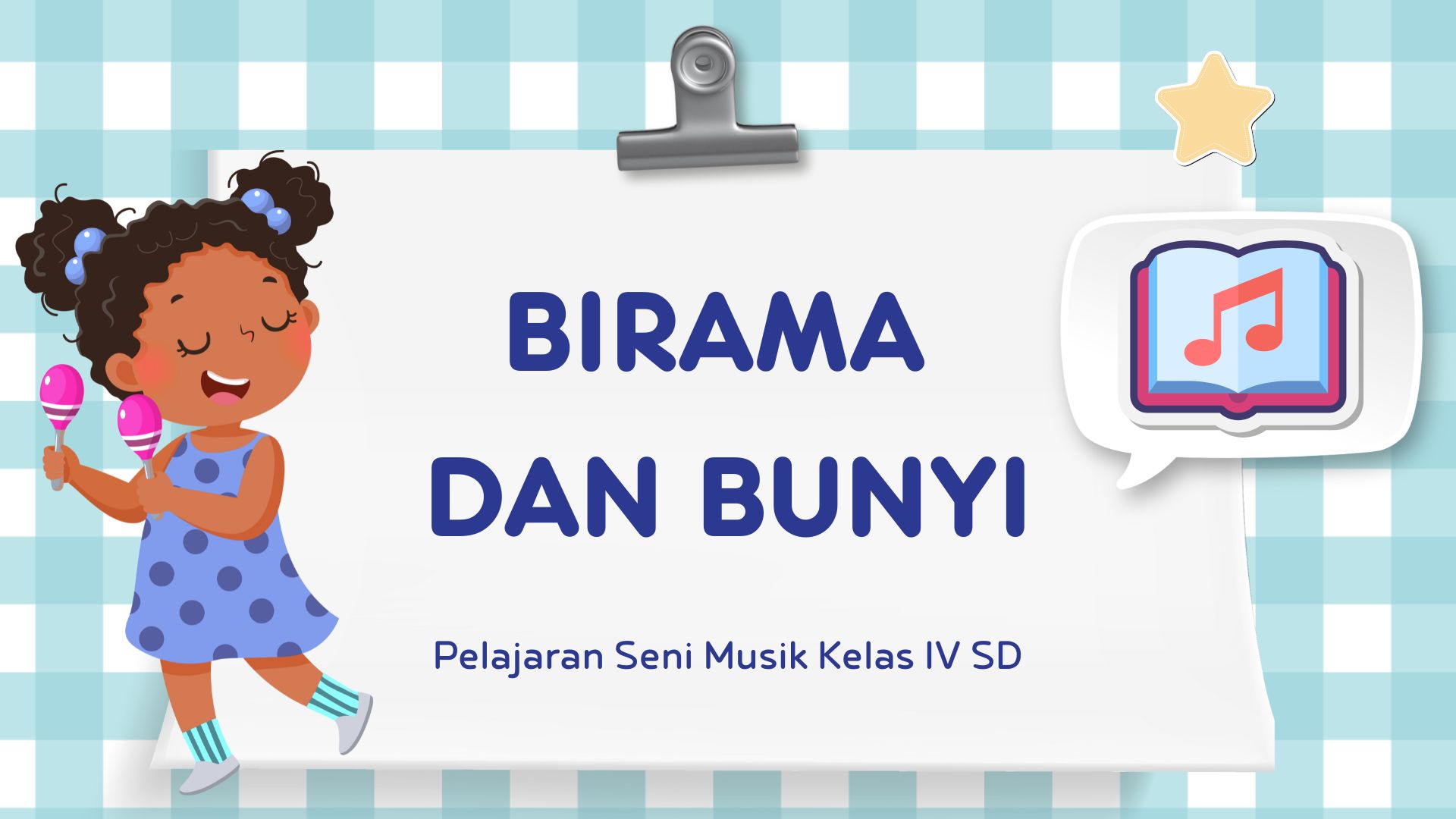 Presentasi Materi-Birama dan Bunyi Biru Ilustratif Ceria
