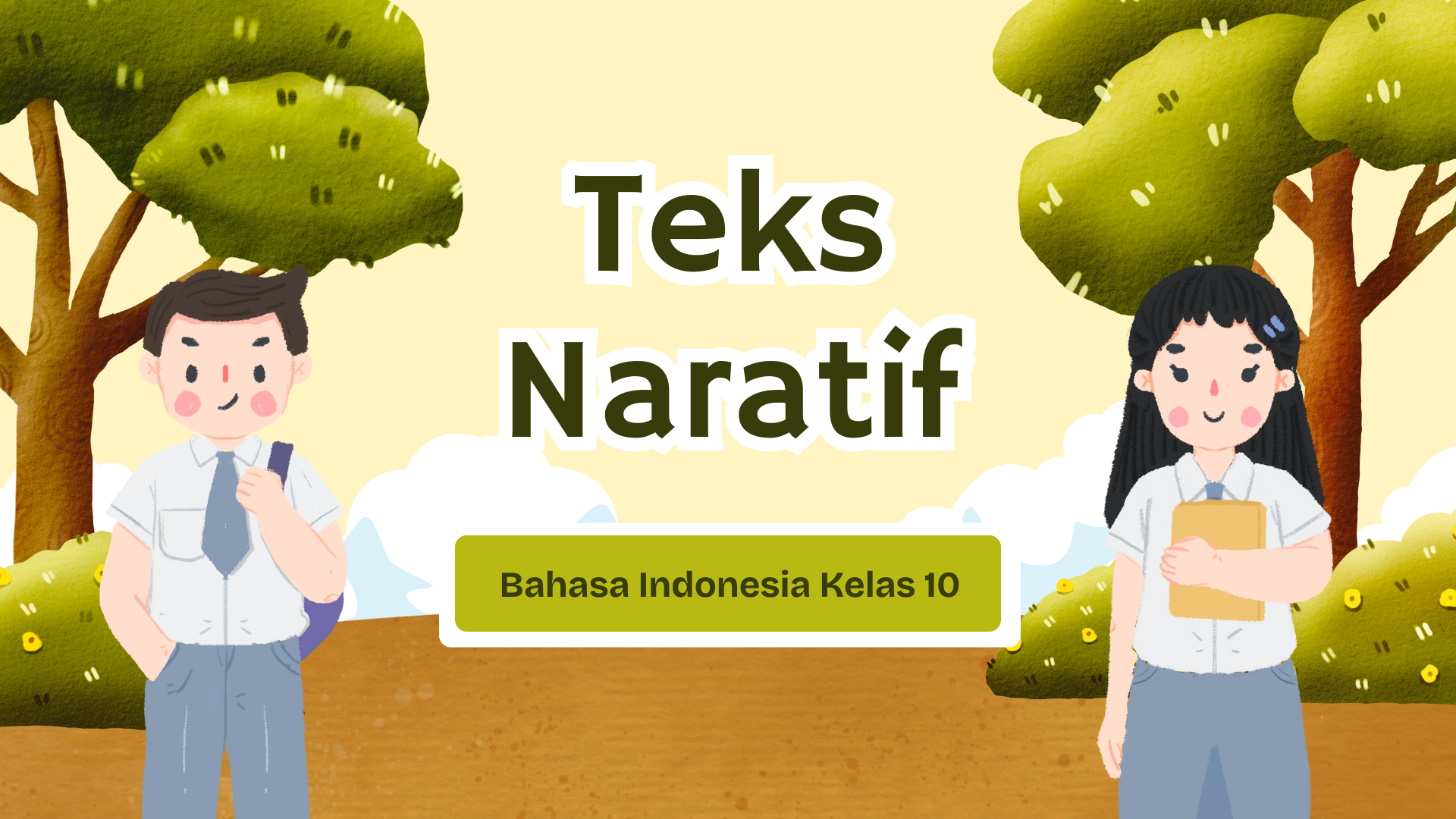 Presentasi Teks Naratif dalam Gaya Ilustratif Hijau dan Kuning