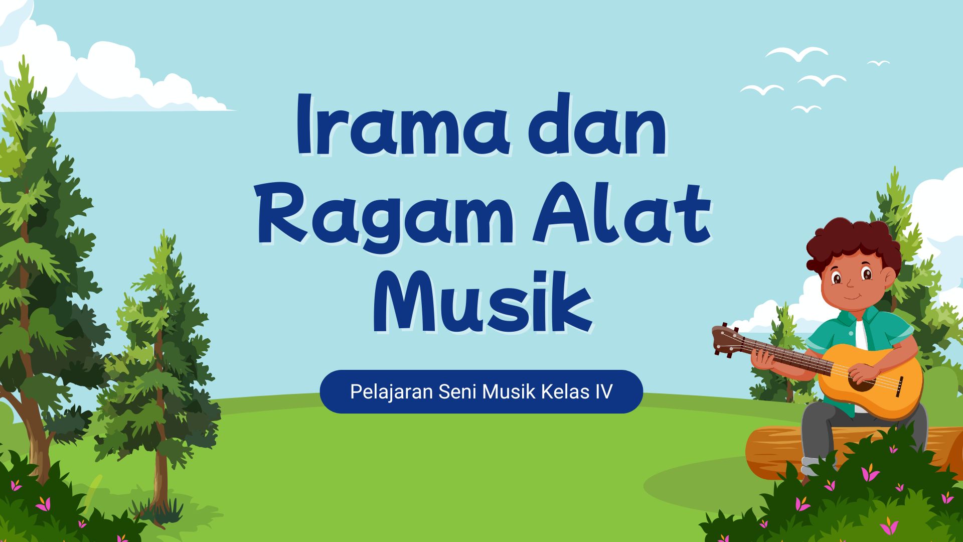 Presentasi Materi-Irama dan Ragam Alat Musik Biru dan Hijau Ilustratif