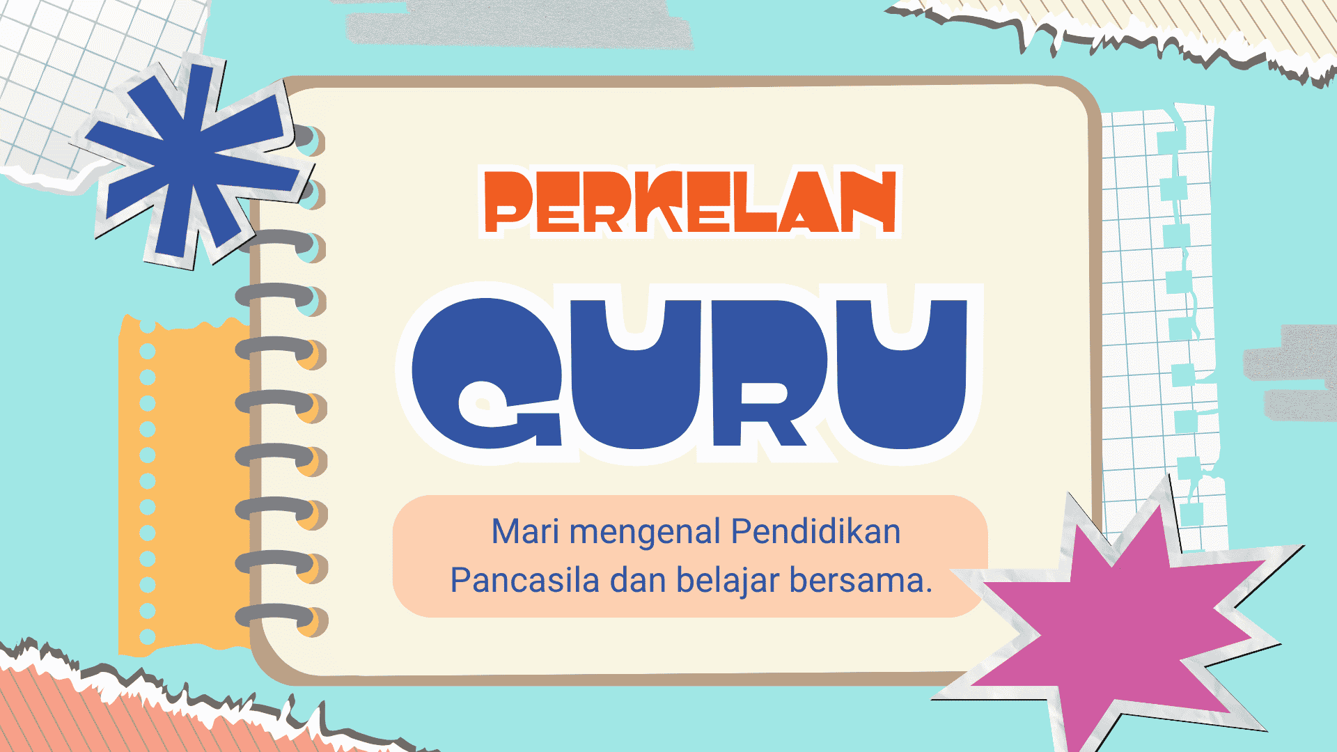 Presentasi Perkelan Guru Pendidikan Pancasila dalam Gaya Kolase Warna-warni