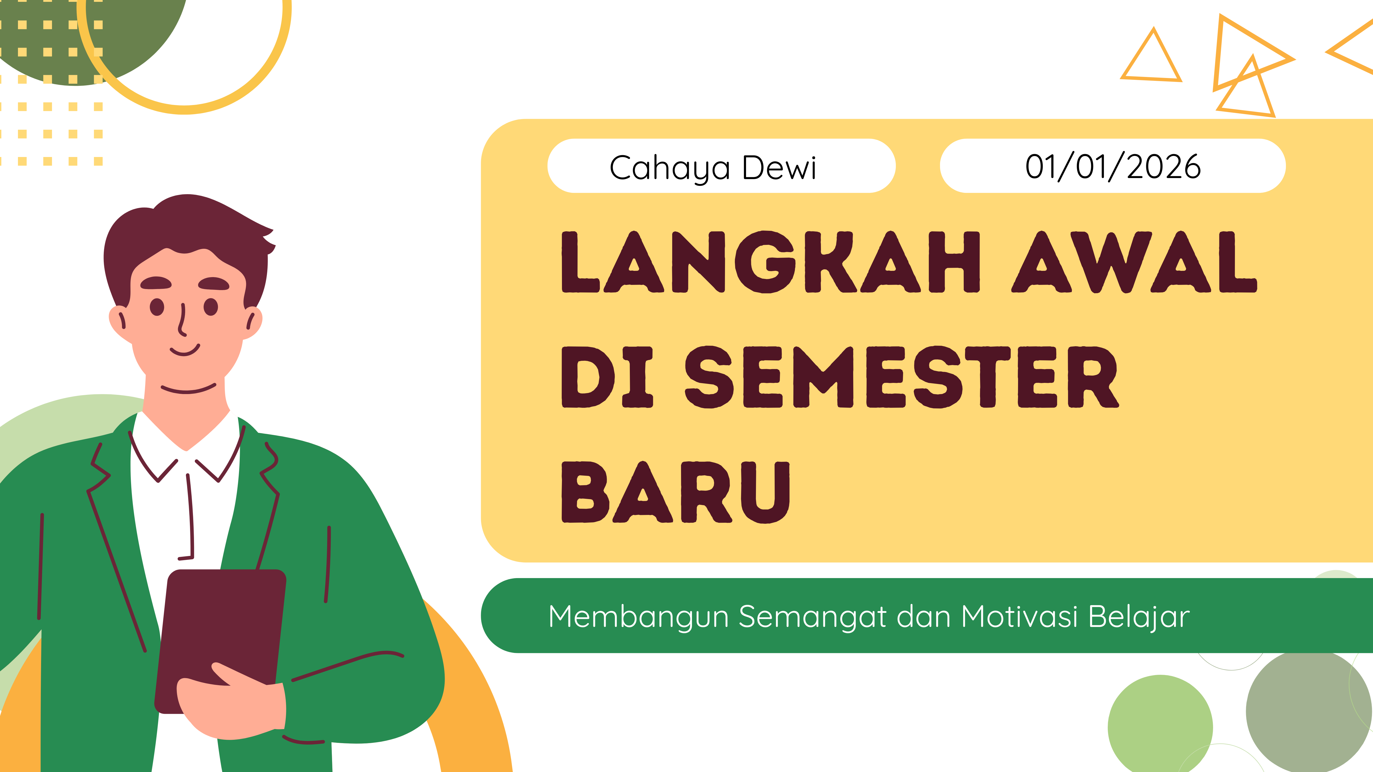 Presentasi Materi-Target dan Tujuan Semester Baru dalam Gaya Ilustratif Putih Warna-warni