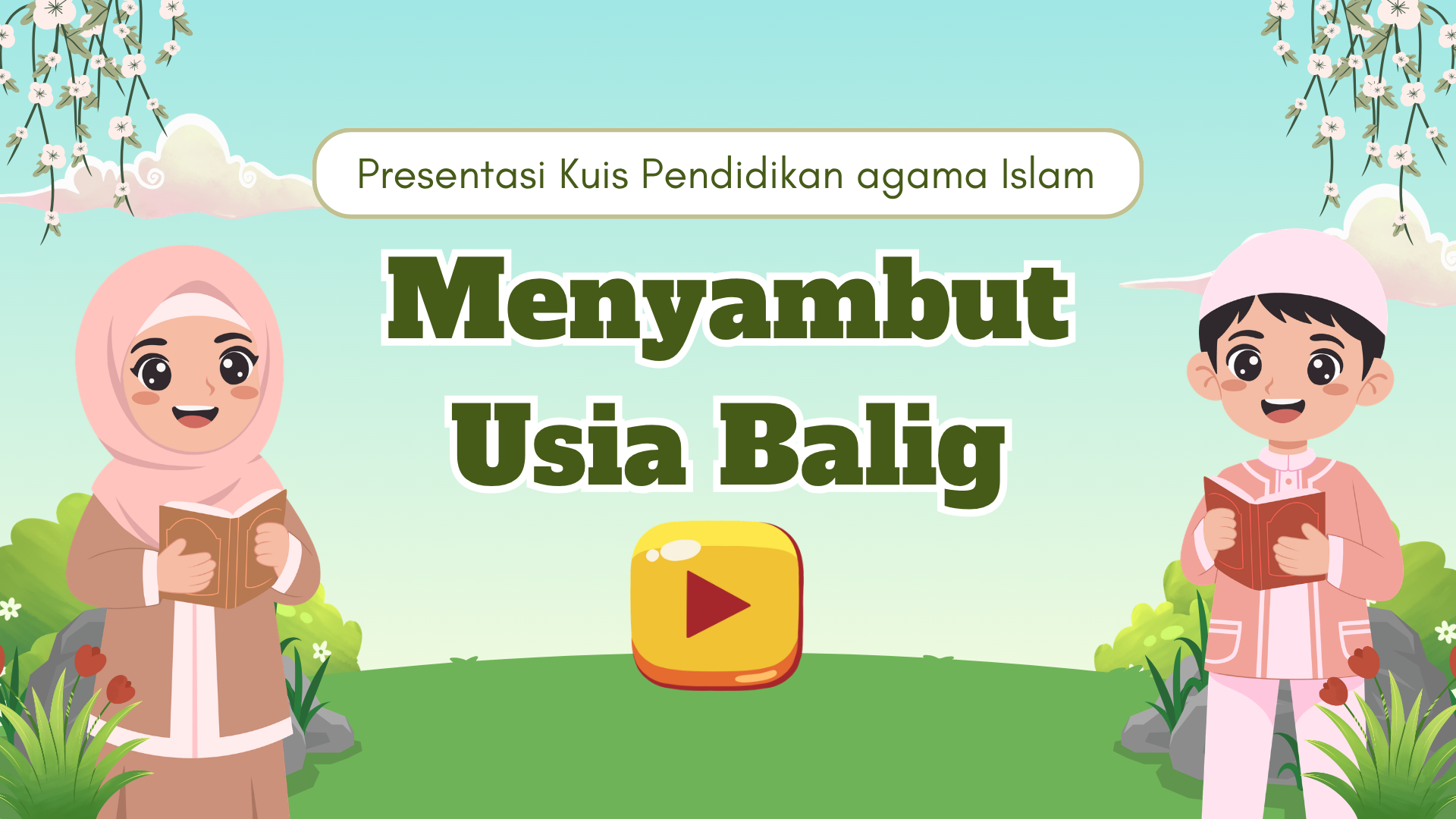 Presentasi Kuis-Menyambut Usia Balig dalam Gaya Ilustratif Biru dan Hijau
