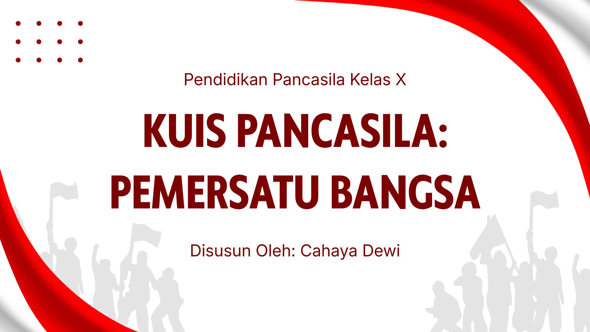 Presentasi Kuis-Pancasila Pemersatu Bangsa dalam Gaya Ilustratif Merah dan Putih