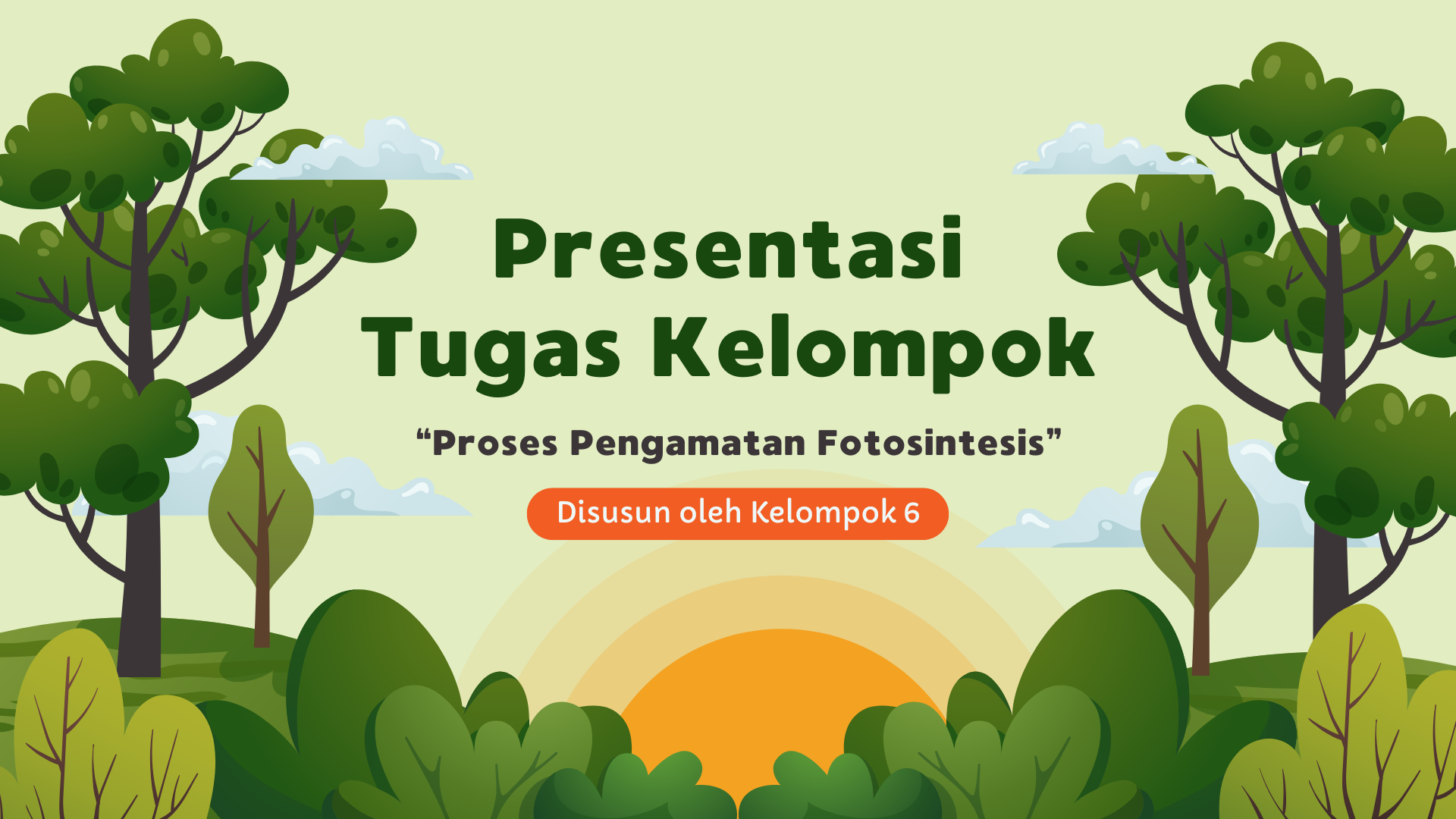 Presentasi Kelompok-Hasil Pengamatan Fotosintesis dengan Gaya Ilustratif Imut Berwarna Hijau