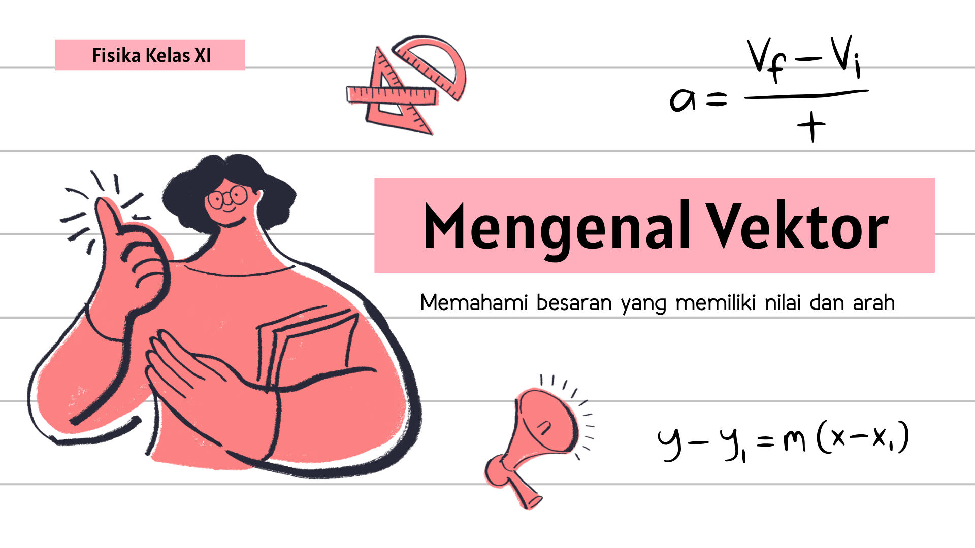 Presentasi Materi-Mengenal Vektor dalam Gaya Ilustratif Putih dan Merah muda