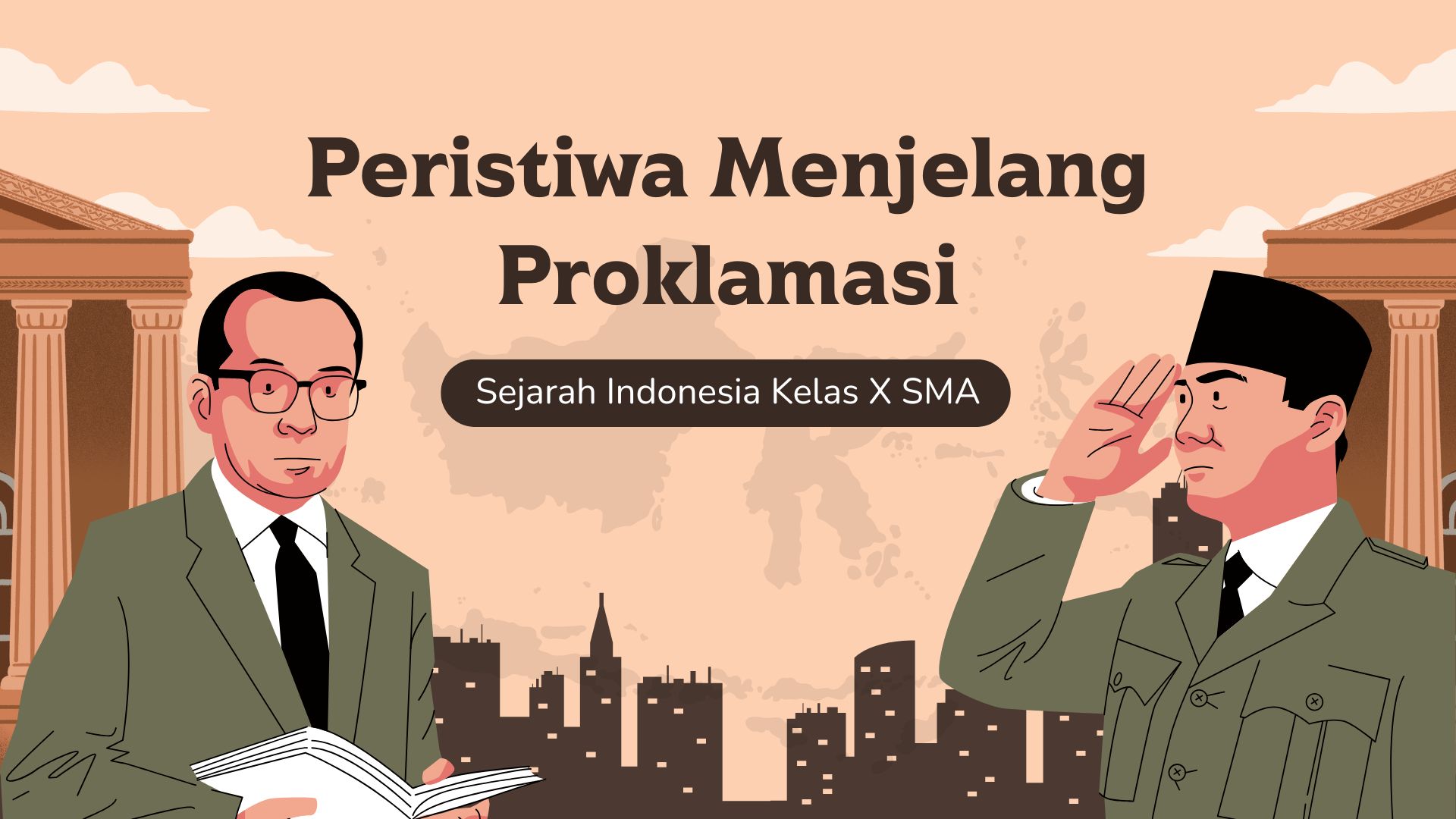 Presentasi Materi-Peristiwa Menjelang Proklamasi Krem dan Coklat Ilustratif  Sederhana
