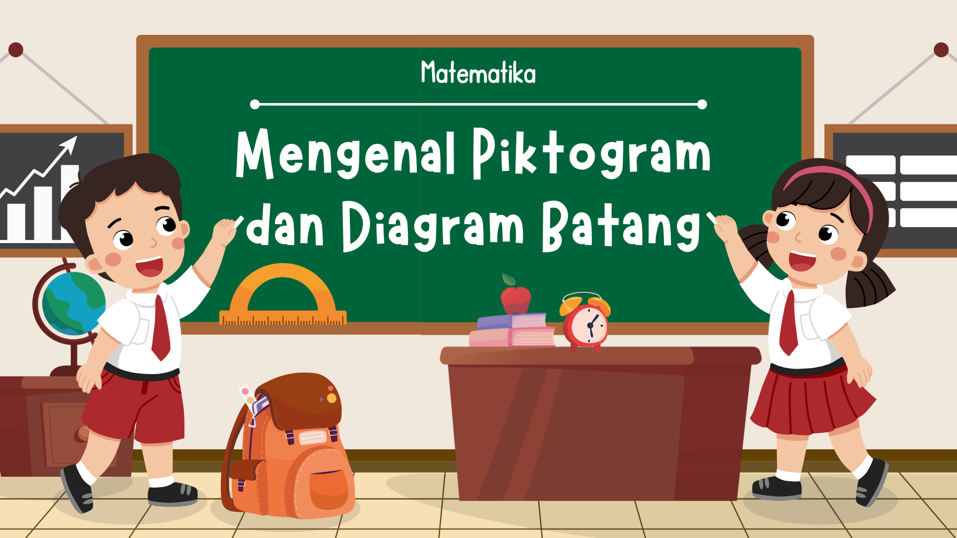 Presentasi Materi-Mengenal Piktogram dan Diagram Batang Hijau dan Coklat Sederhana dan Ilustratif