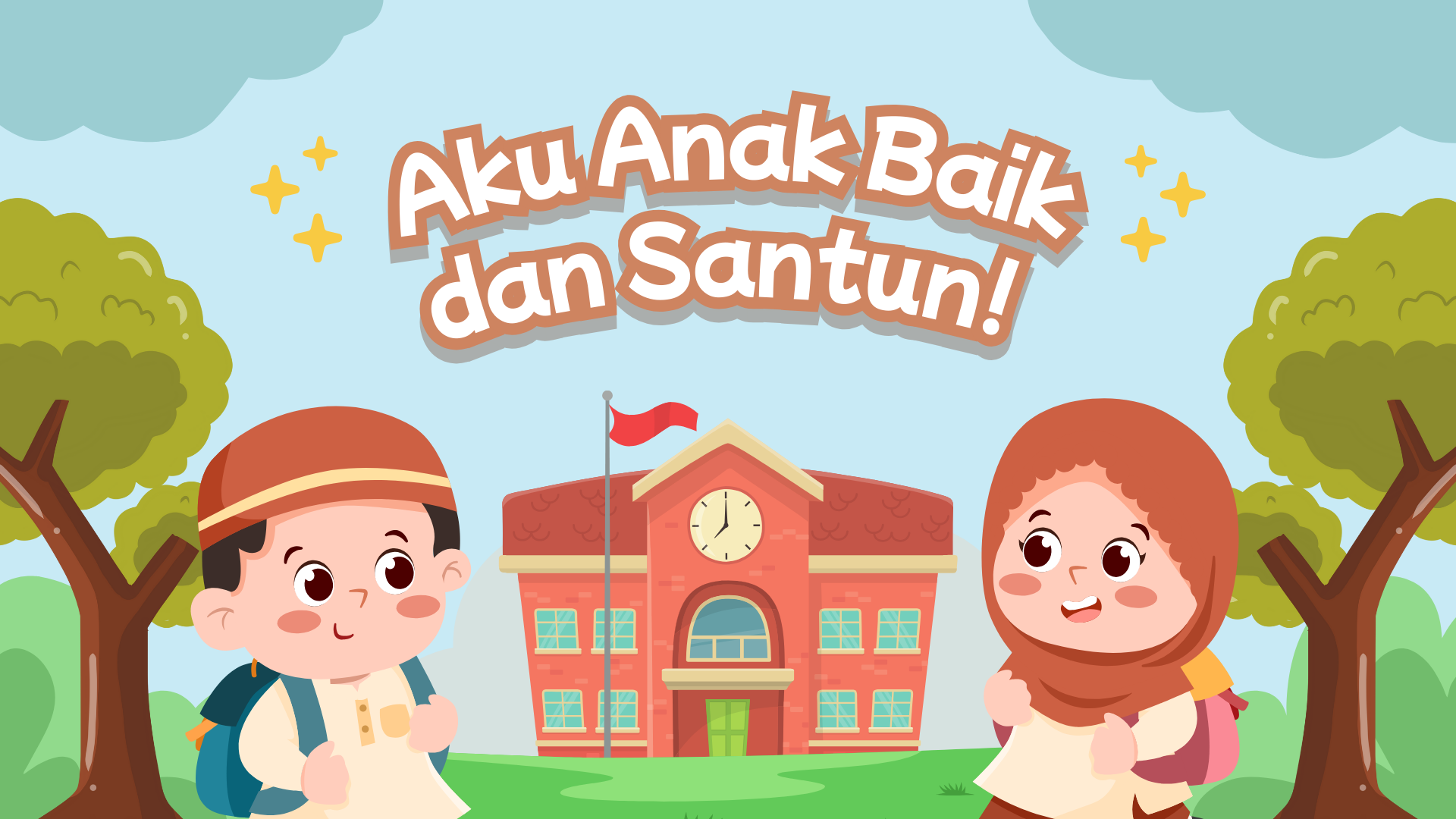 Presentasi Materi-Aku Anak Baik dan Santun Biru Ilustratif Lucu