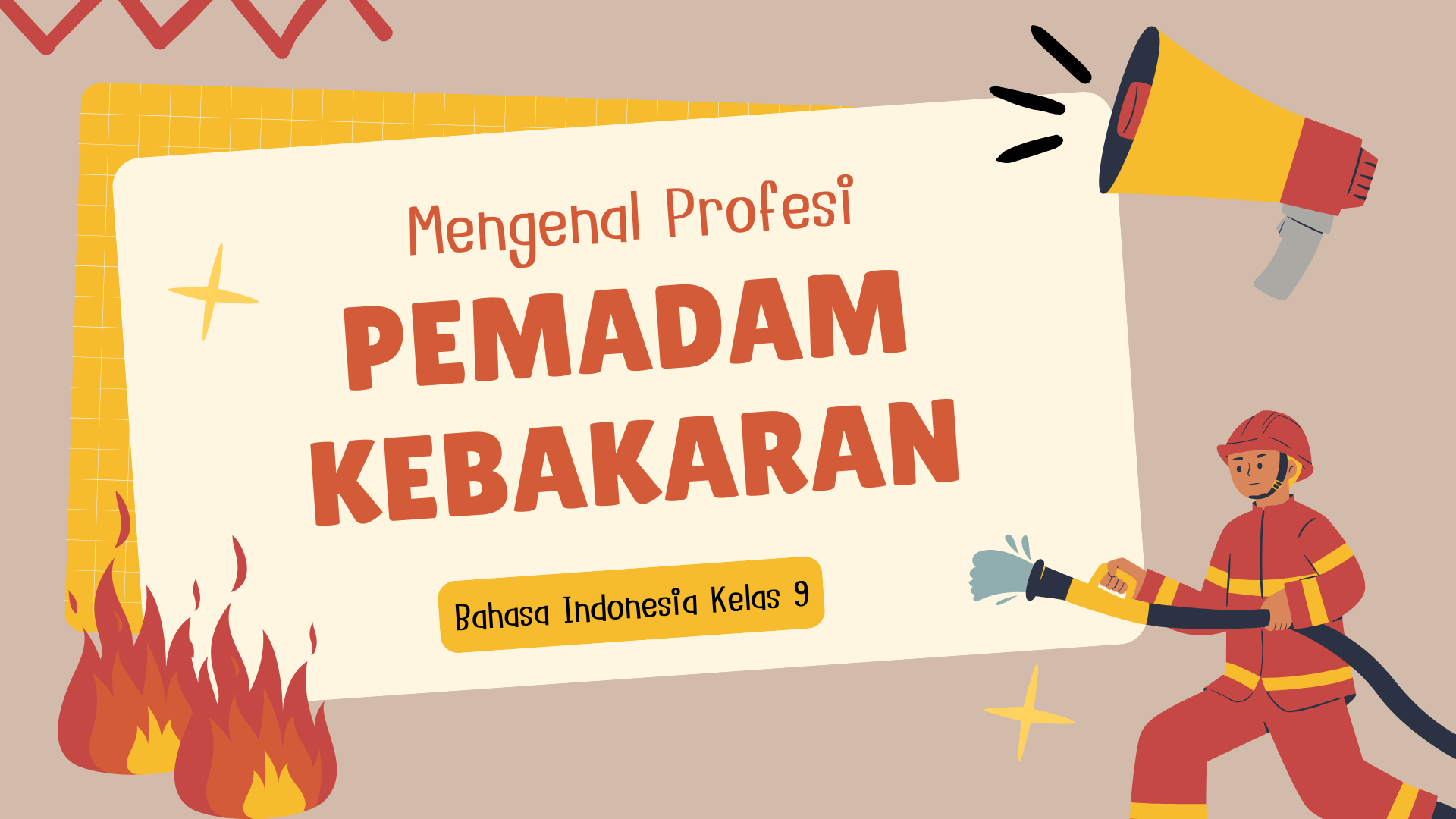 Presentasi Materi-Pemadam Kebakaran Kuning Merah Ilustratif