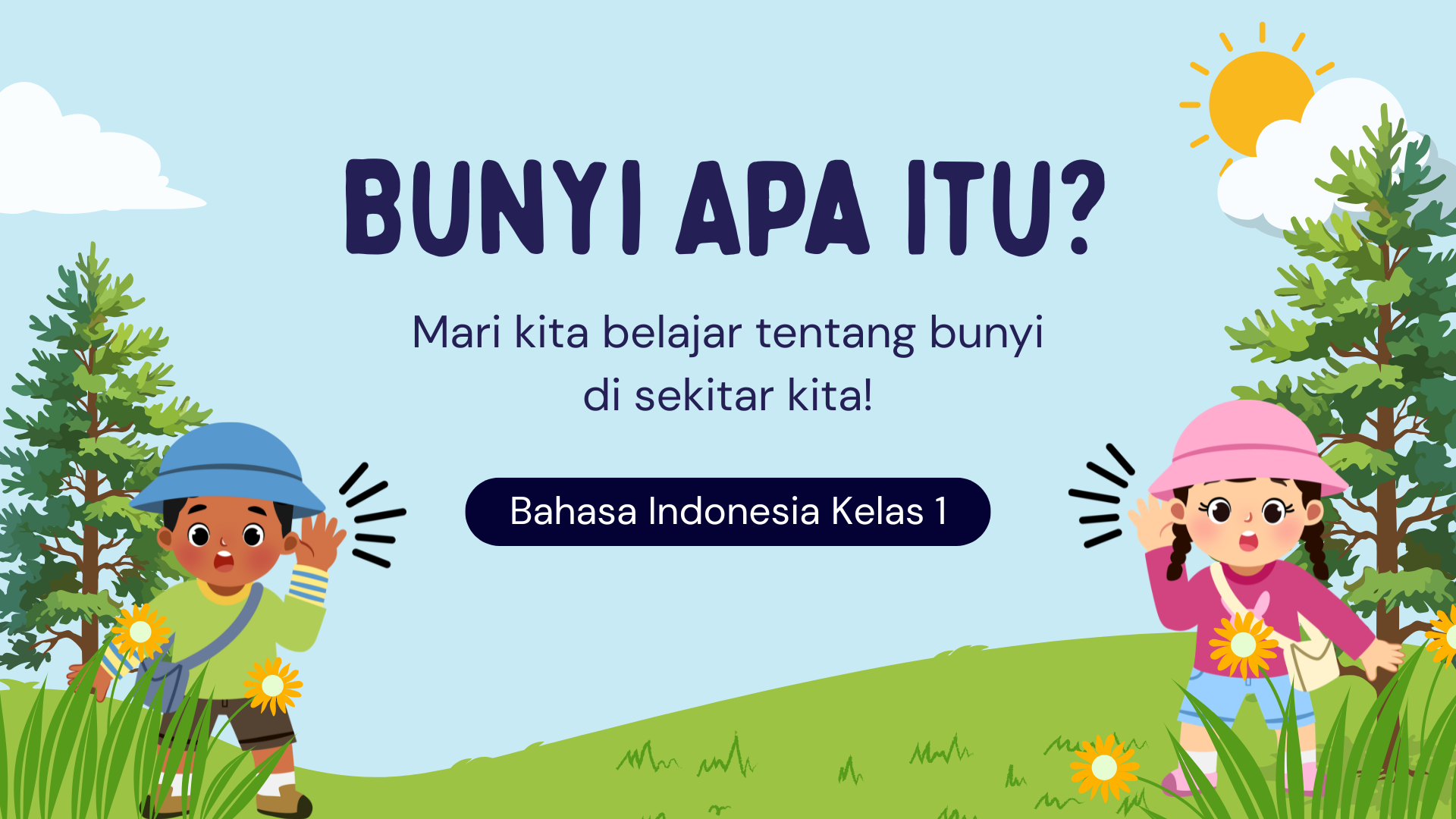 Presentasi Materi-Bunyi Apa Itu Biru dan Hijau Ilustratif Ceria